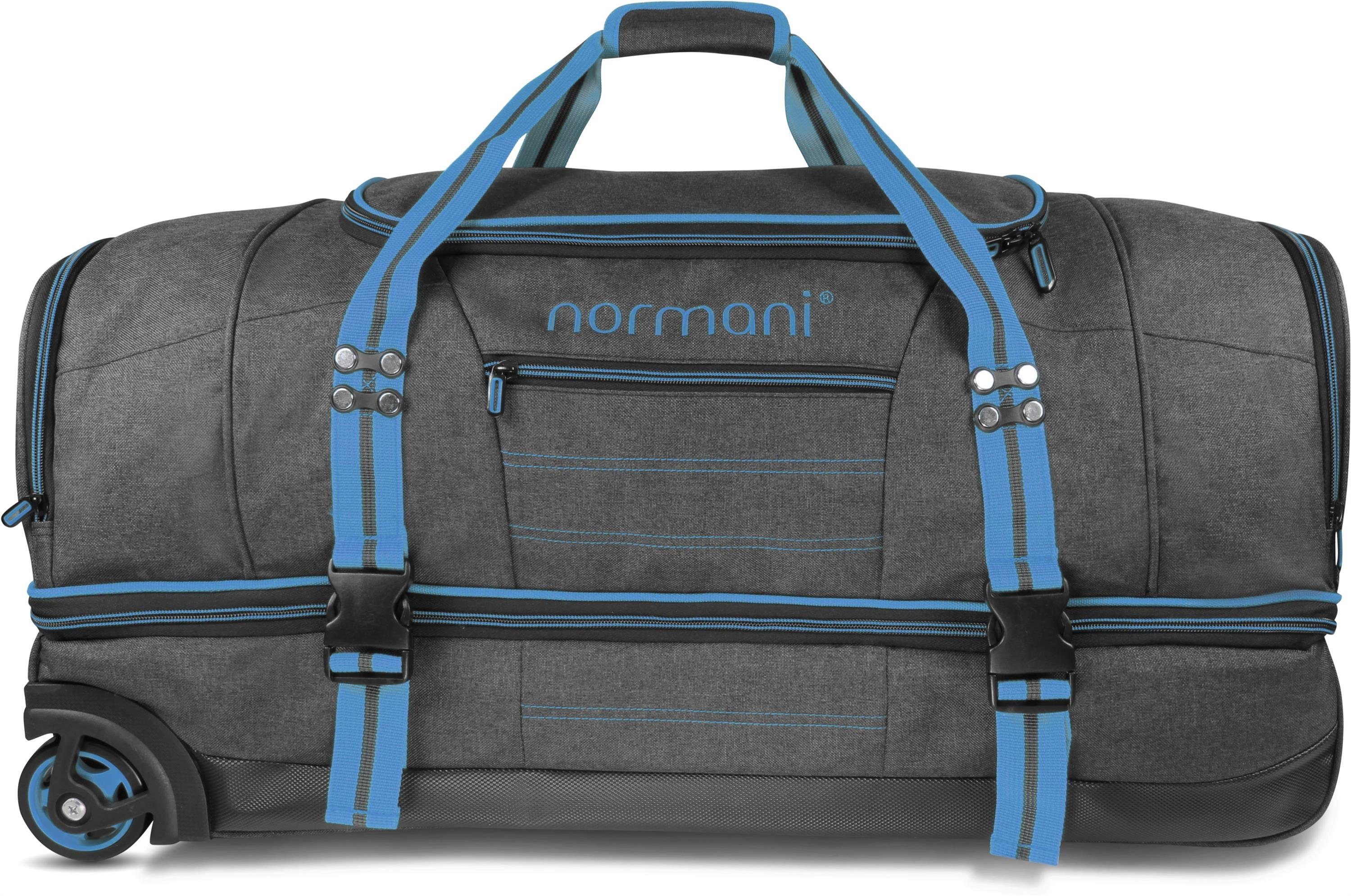 normani Reisetasche Fächern mit l 90 5 und Rollen 90, Blau Kompass Trolley Reisetasche