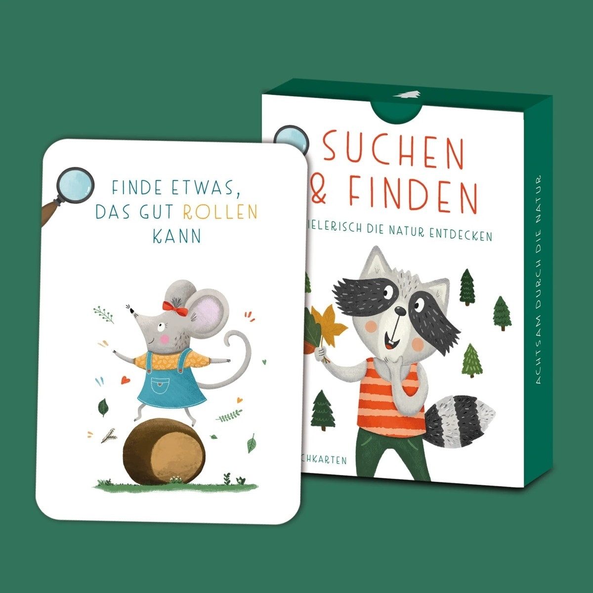 Rüsselfuchs Spiel Suchen und Finden Entdeckerkarten für Kinder Naturspiel Karten, Suchen & Finden – Entdeckerkarten für Kinder, handgezeichnete Karten, kindgerechte Impulse, Faltschachtel