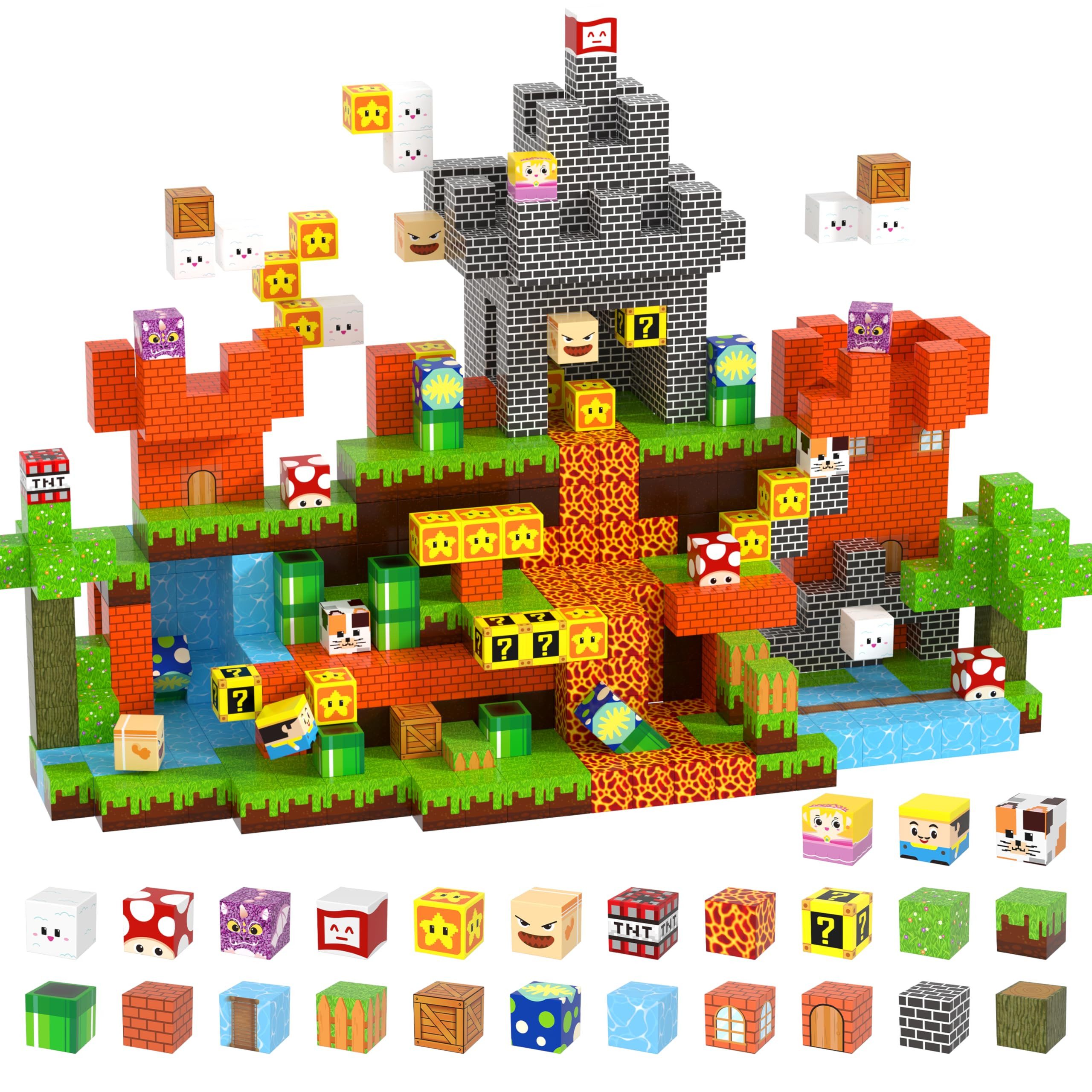 Bundviel Magnetbausteine Kinder,Magnetische Spielzeug Magnetspielbausteine Magnetspielbausteine, (150 St), Lernspielzeug ab 3 4 5 6 7 8 9 Jahre Jungen und Mädchen