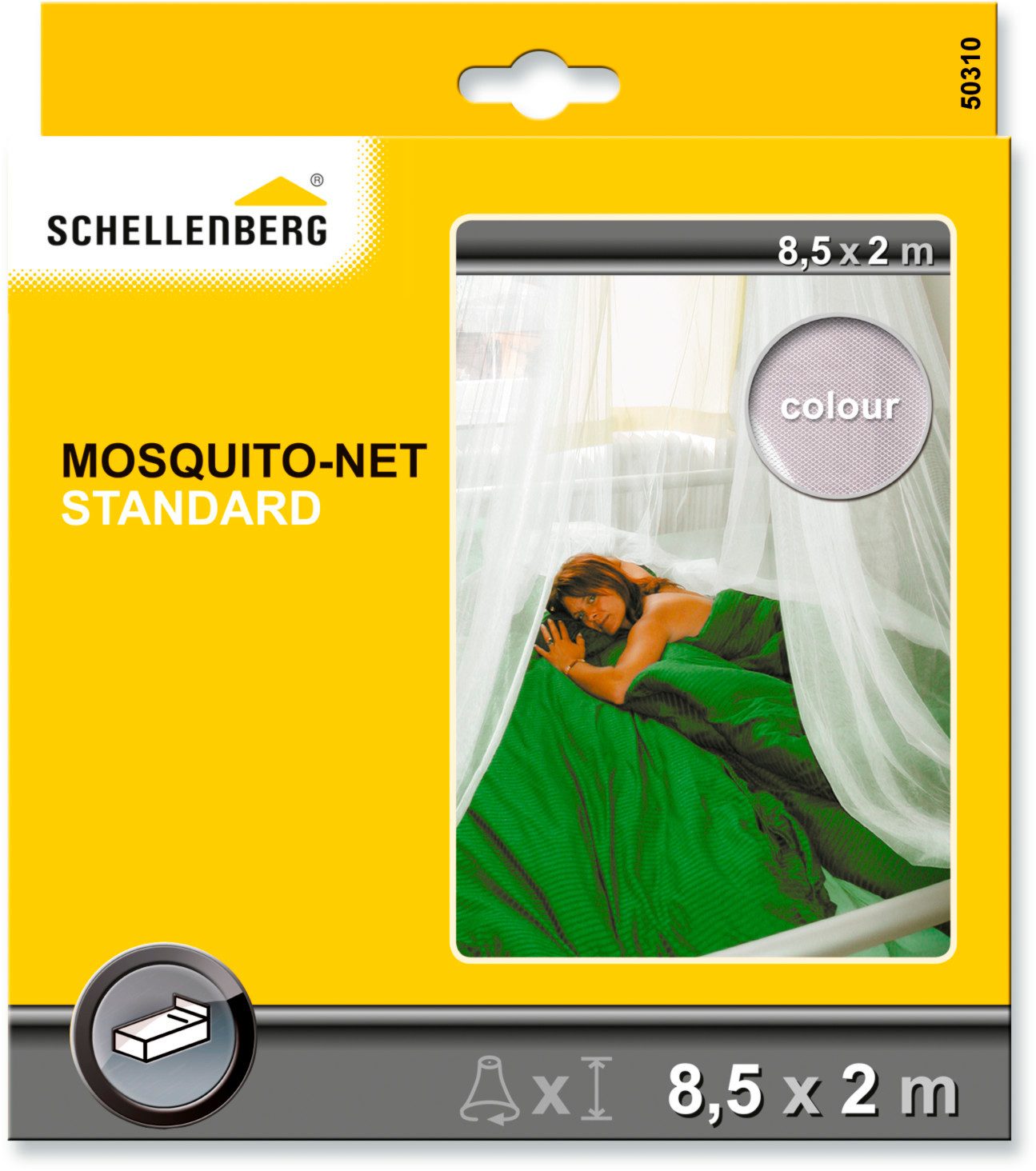 SCHELLENBERG Fliegengitter-Gewebe Insektenschutz-Vorhang Standard Betthimmel, (Set, 1-St), Moskitonetz Baldachin für das Bett, 2 m x 8,5 m, weiß