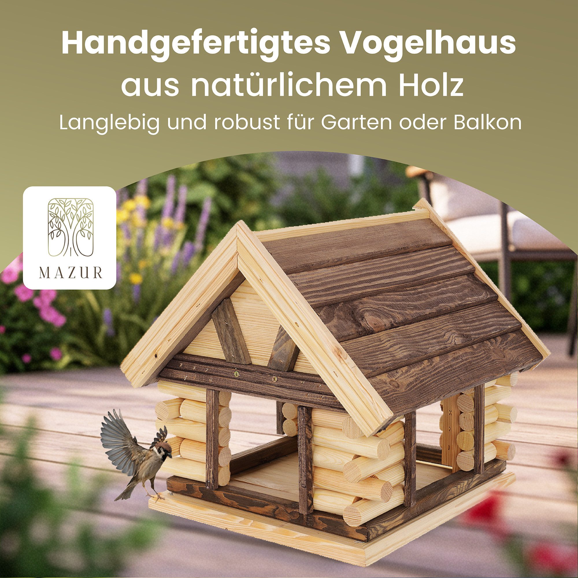 MAZUR Futterstation Vogelfutterhaus aus Naturholz 38 günstig online kaufen
