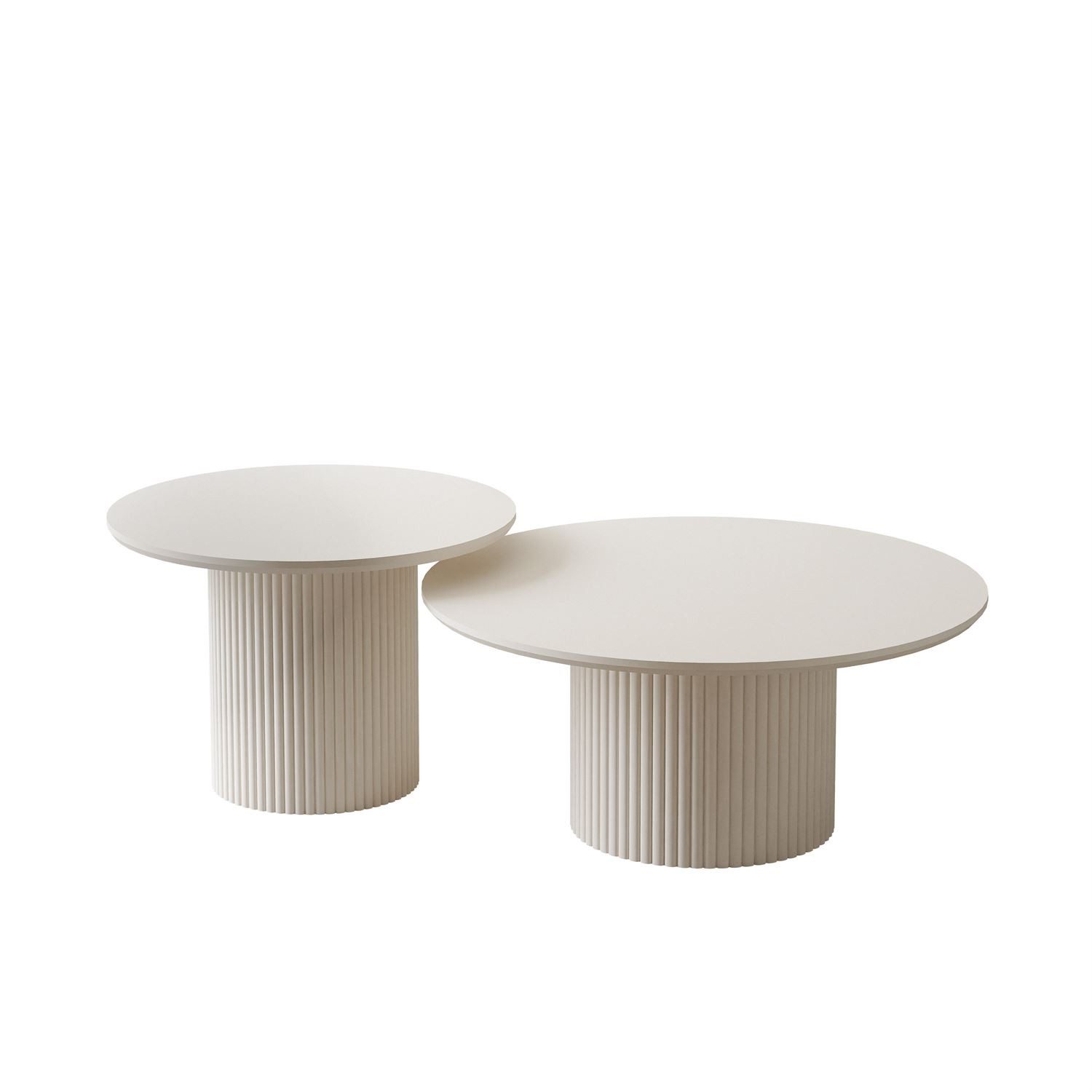 Lookway Couchtisch OVI-Tischset mit geriffelter Basis (2er Set), Durchmesser: ⌀80 cm und ⌀60 cm, Höhe: 36/42 cm – Bild 5 von 5