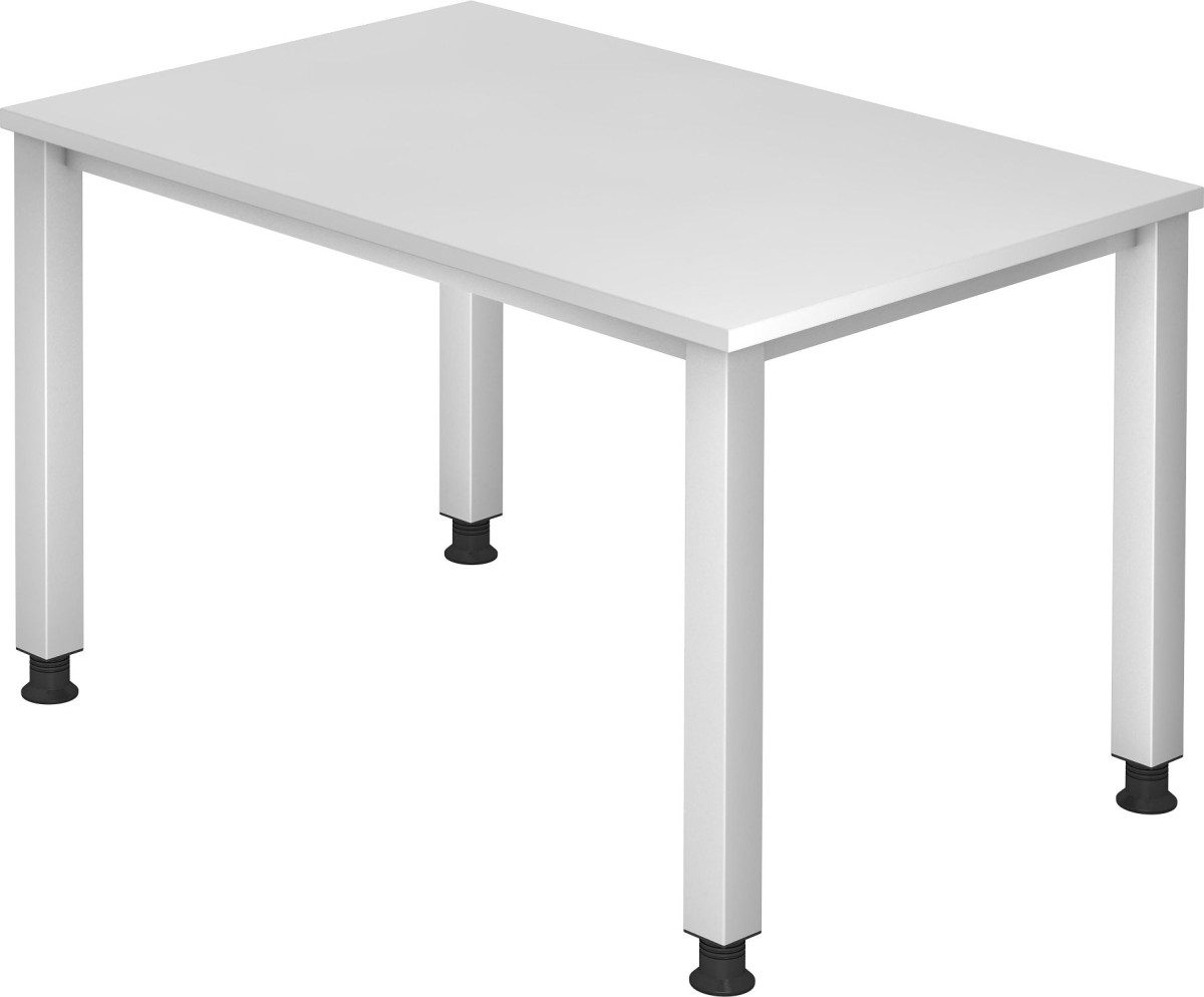 HAMMERBACHER Schreibtisch Schreibtisch 4-Fuß eckig 120x80cm Weiß/Silber