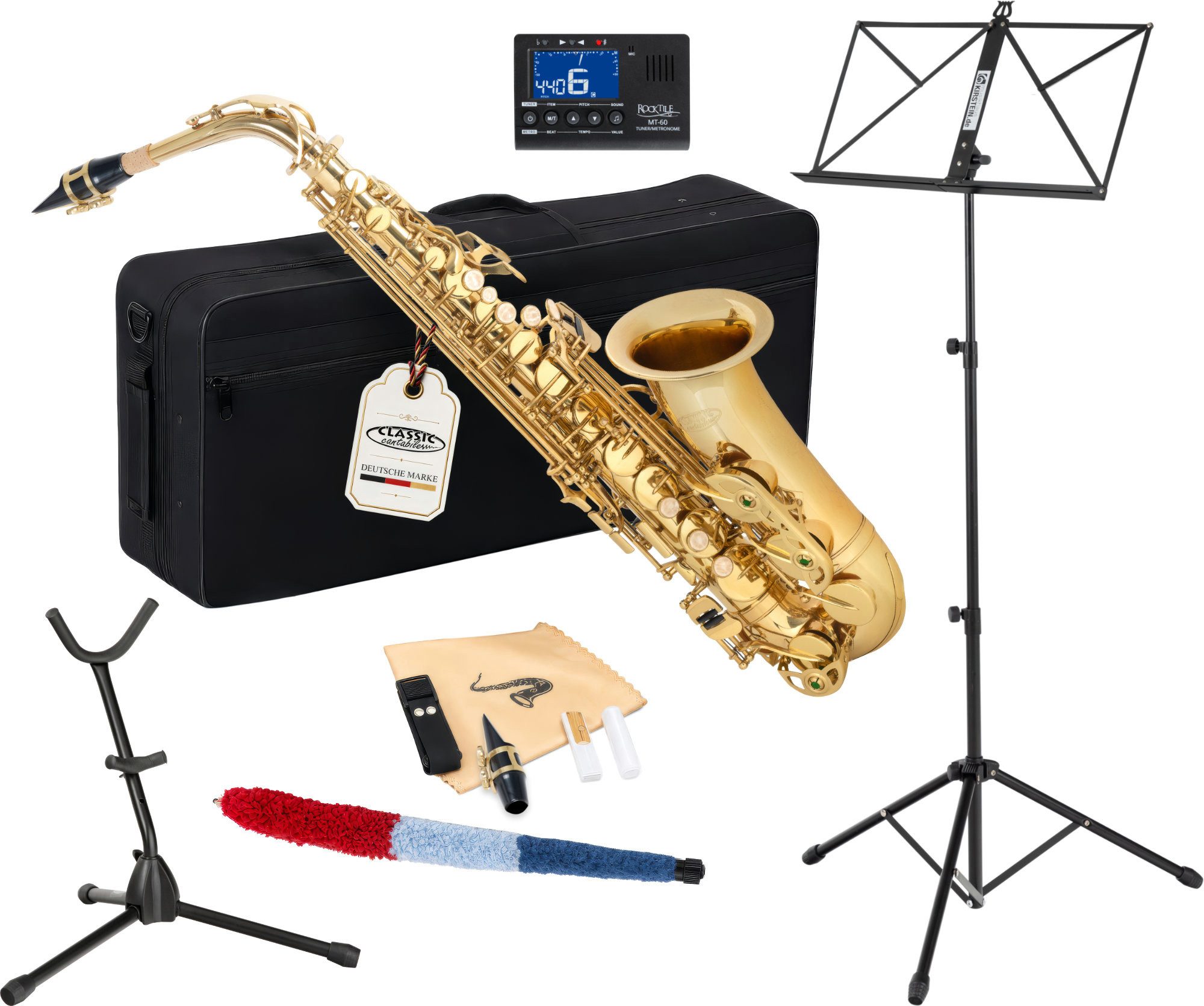 Classic Cantabile Saxophon Alt Saxophon, Alto Sax Spar-Set, 9-St., Set mit Koffer und Zubehör, Altsaxophon mit Hoch-Fis-Klappen