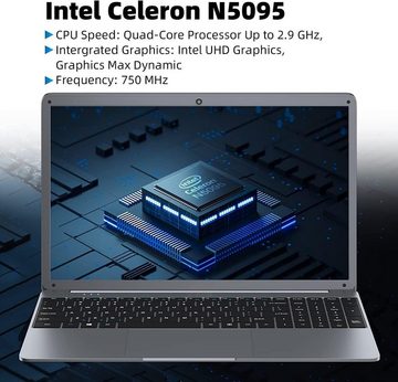 SGIN 2,4/5,0 G WLAN, Bluetooth 4.2, erweiterbarer Speicher 512 GB TF Notebook (39,62 cm/15.6 Zoll, Intel Celeron N5095, 512 GB SSD, Multifunktionaler Arbeitsbegleiter für jede Gelegenheit)