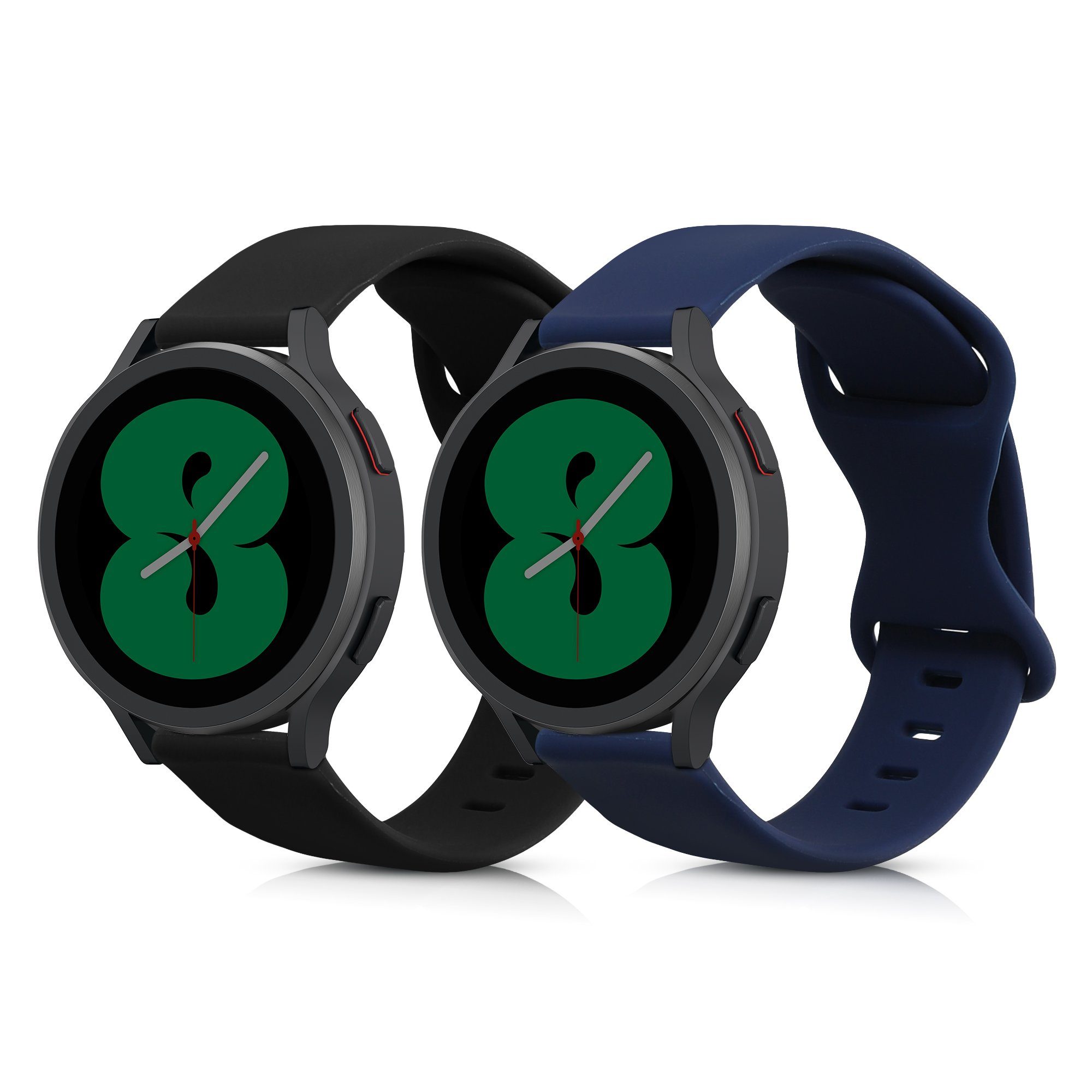 kwmobile Uhrenarmband 2x Sportarmband für Samsung Galaxy Watch 4 40mm 44mm  42mm 46mm, TPU Silikon Armband Set für Fitnesstracker - Größe L - 17,2 -  23,8 cm