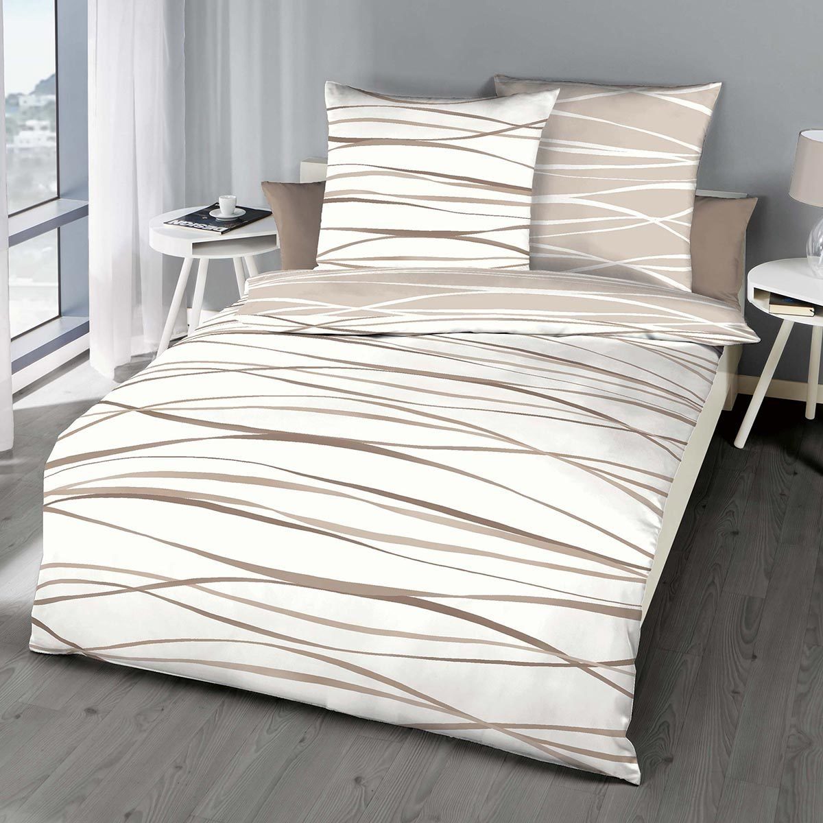 TRAUMSCHLAF Bettwäsche Bibermotion nature, Biber, 2 teilig, zeitlose warme günstig online kaufen