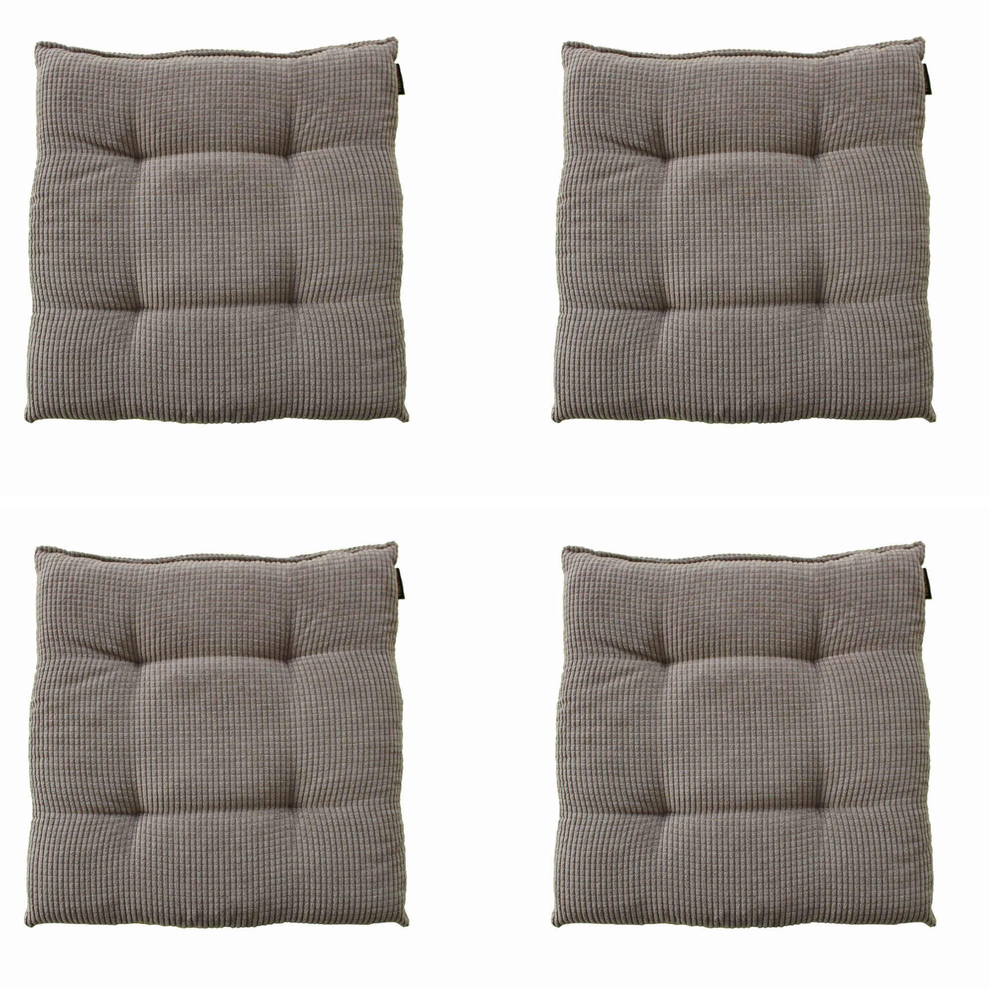 Yve! Decoration Stuhlkissen Sitzkissen New Wave ca. 40x40x4 cm 4er Set, 4-Punkt-Steppung