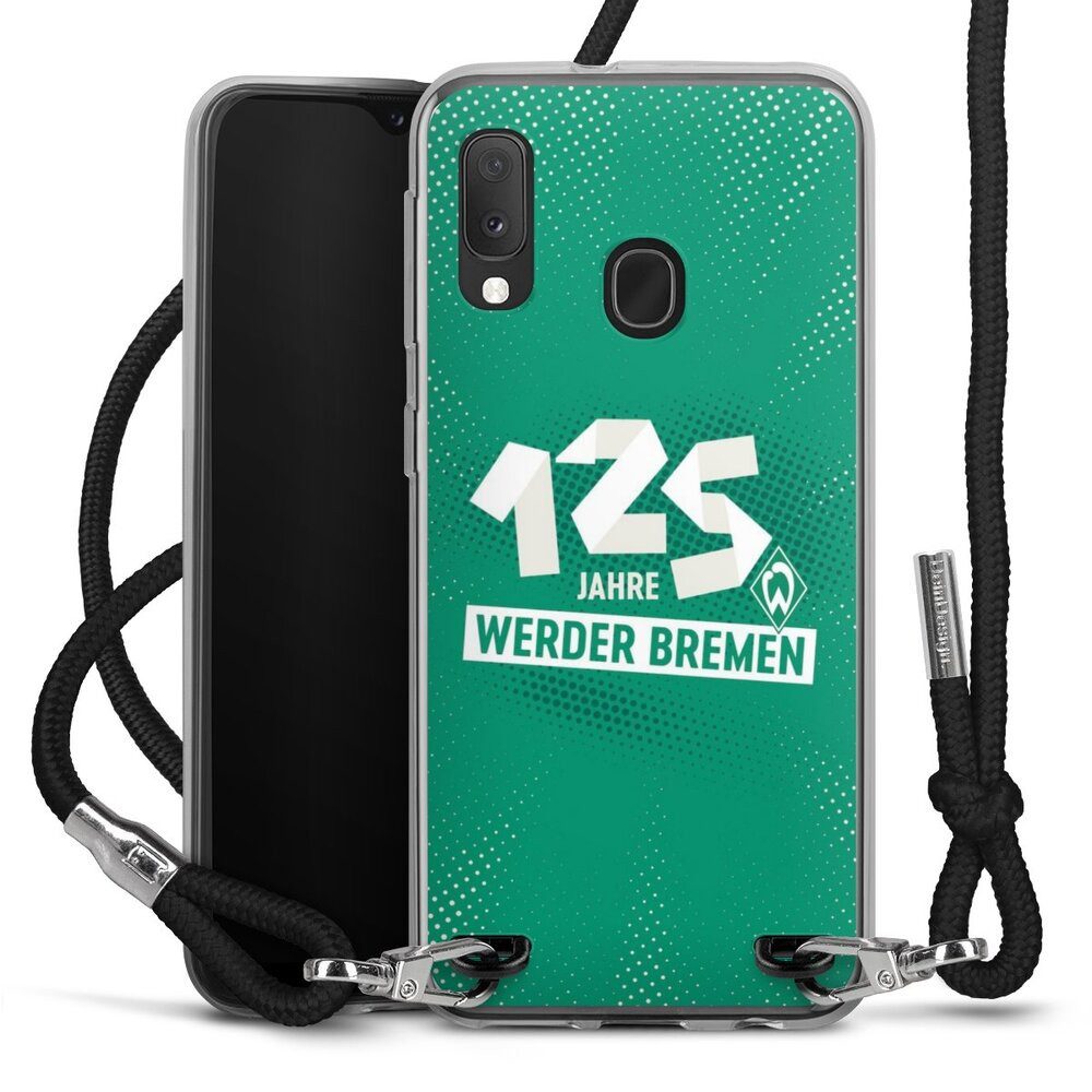 DeinDesign Handyhülle 125 Jahre Werder Bremen Offizielles Lizenzprodukt, Samsung Galaxy A20e Handykette Hülle mit Band Case zum Umhängen