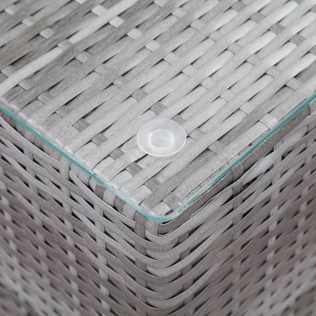 furnicato Beistelltisch Grau Rattan Stk. 3 Glasplatte Poly Beistelltische mit (3-St)
