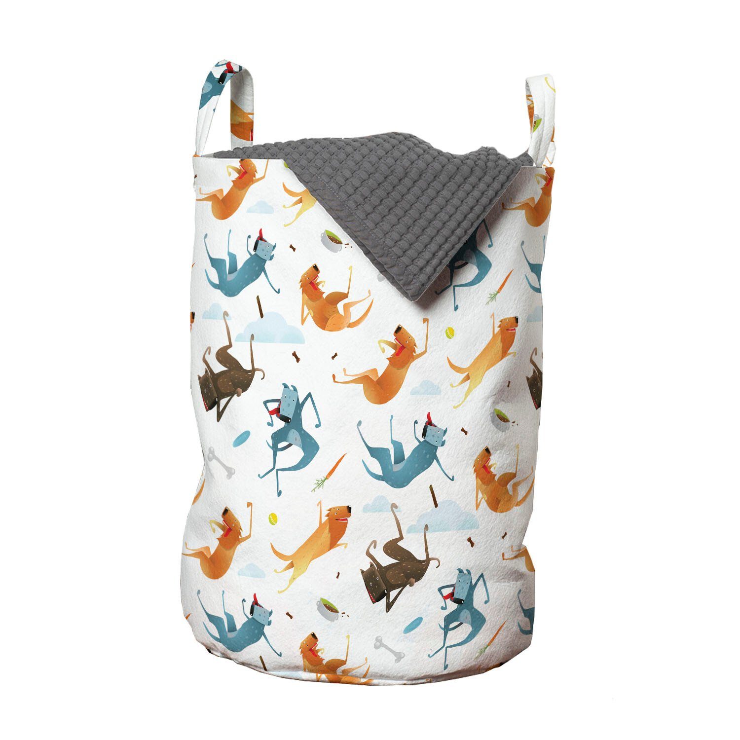 Abakuhaus Wäschesäckchen Wäschekorb mit Griffen Hund für Kordelzugverschluss Fliegen-Hunde Hungry Waschsalons, Lustige