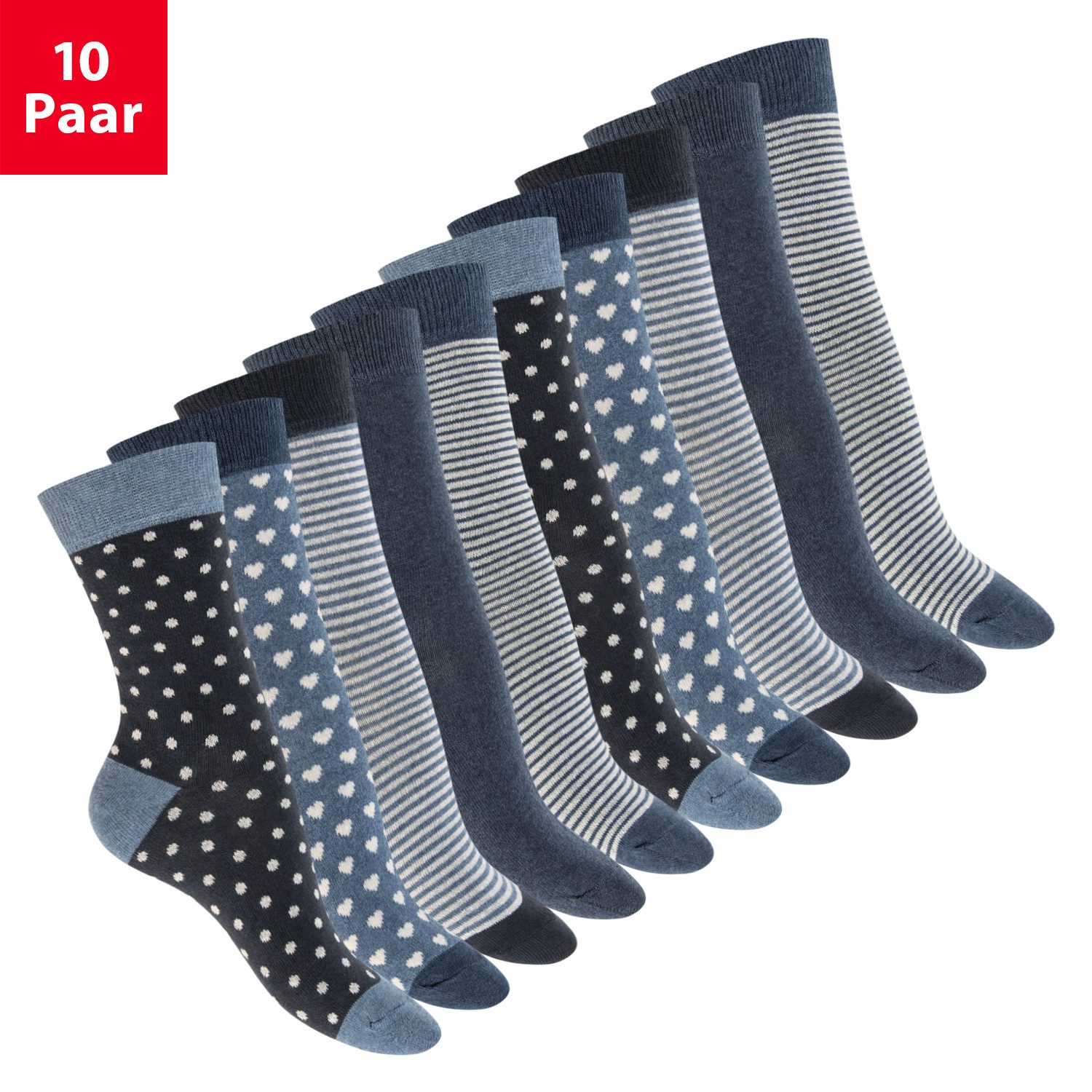 Basicsocken Süße Damen Eco Socken mit Motiv (10 Paar) Regenerative Baumwolle
