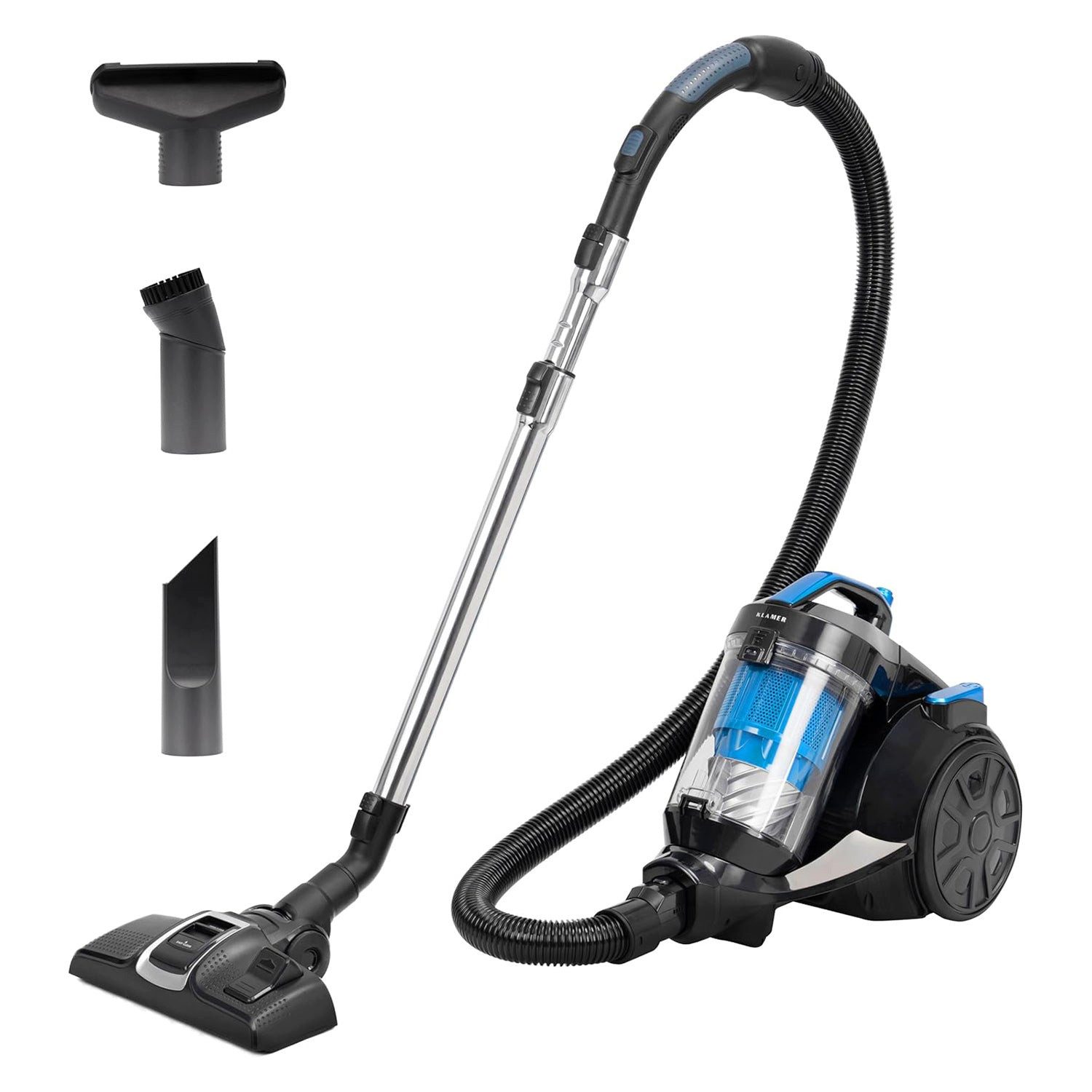 KLAMER Bodenstaubsauger 850 Watt Kabel Staubsauger, 850 W, beutellos, Beutelloses System, HEPA H12 Filter, Vielseitiges Zubehör