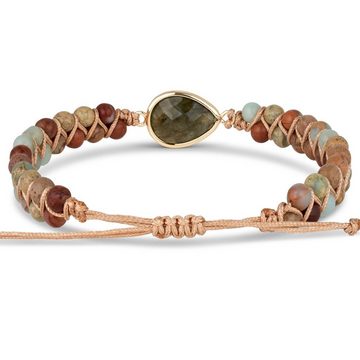 BENAVA Armband Yoga Armband - Jaspis Edelstein Perlen mit Labradorit Anhänger, Handgemacht