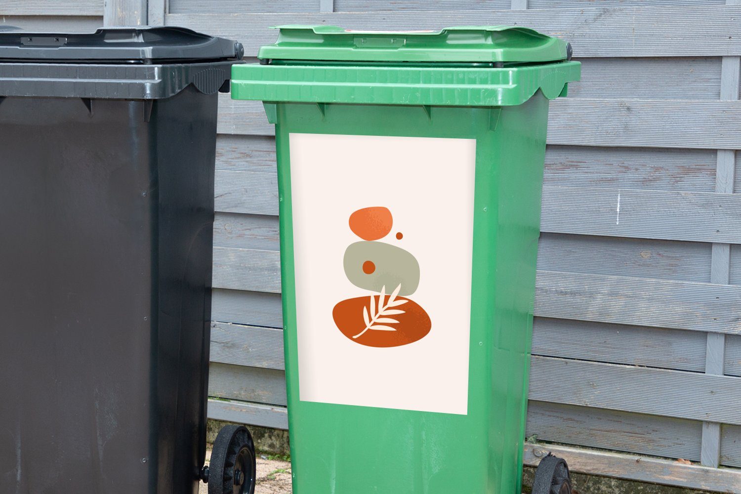 Mülltonne, MuchoWow Mülleimer-aufkleber, - (1 Container, Steine St), Abfalbehälter Minimalismus Wandsticker - Sticker, Sommer
