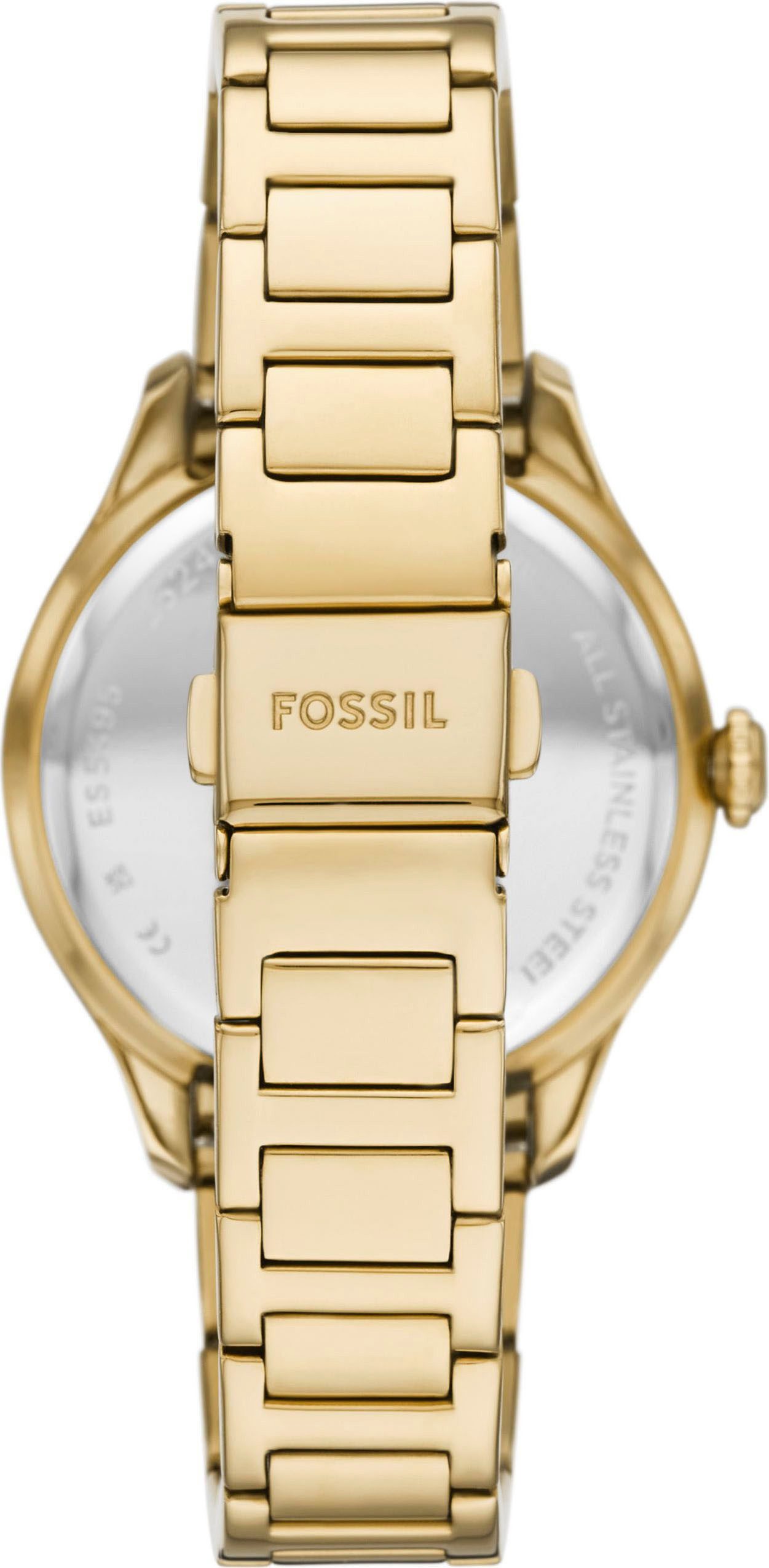 Fossil Quarzuhr GILMORE ES5395, Armbanduhr, Damenuhr, Edelstahlarmband, analog, Tag