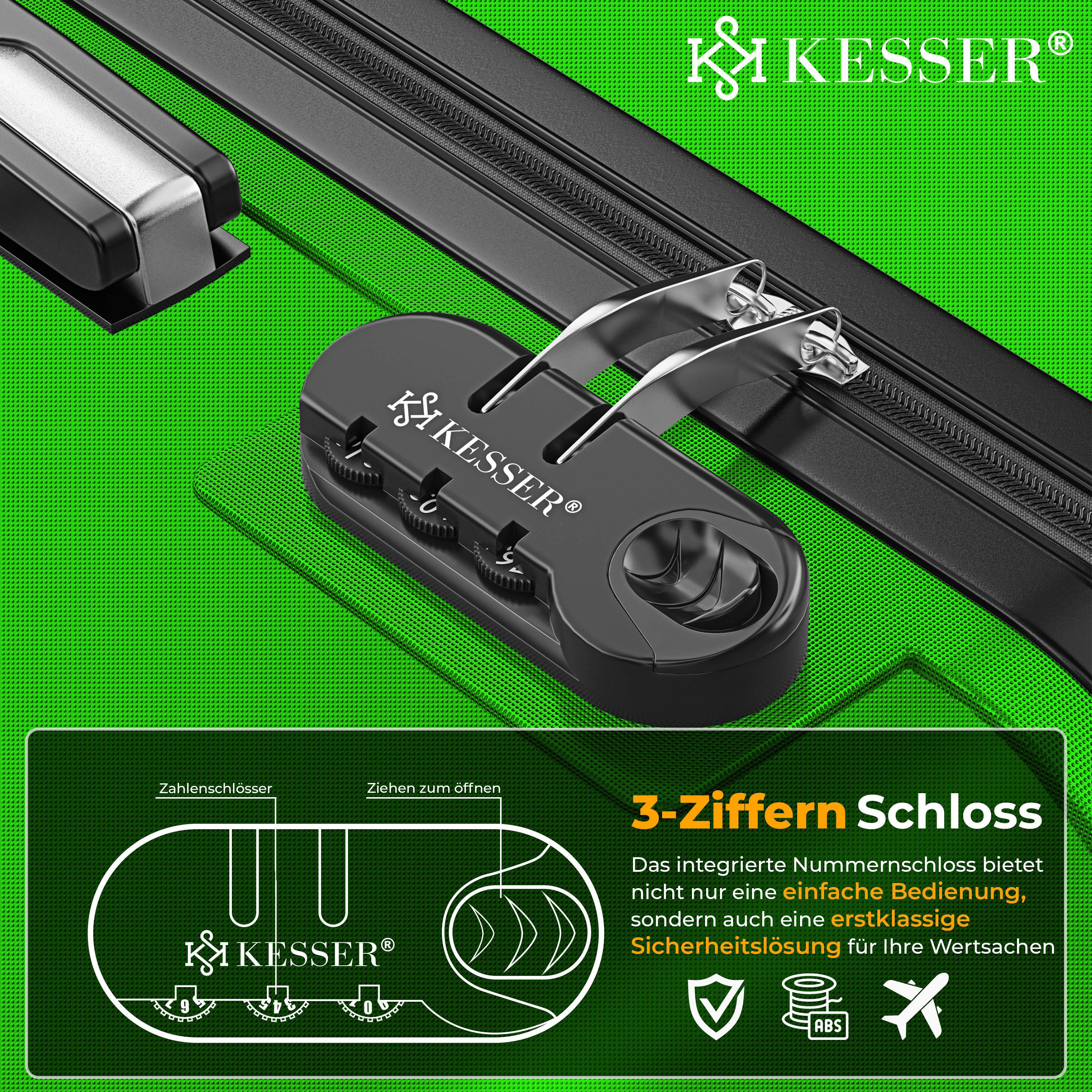 KESSER Kofferset, 4 Rollen, (3 tlg), 3tlg. Hartschalenkofferset Hartschalenkoffer Reisekoffer Set