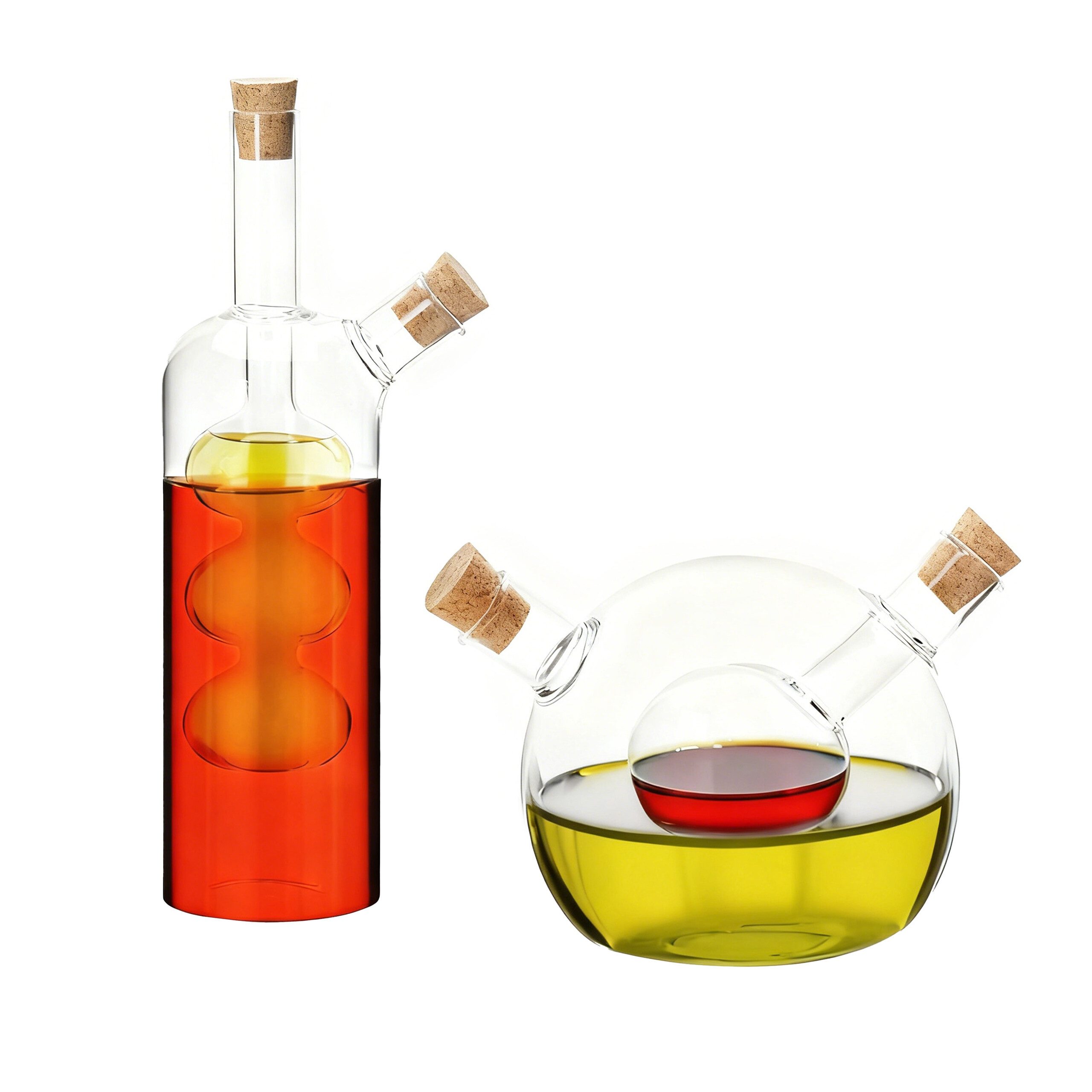 relaxdays Menage-Set 2 in 1 Essig-Öl-Flasche 2er Set