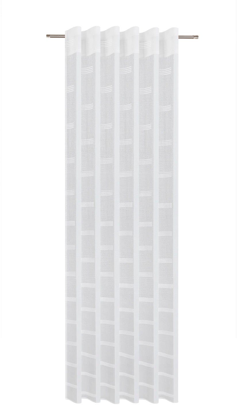Gardine Karin, Gerster, Wirkware, (1 Kräuselband Moderner St), transparent, Fertigschal weiß