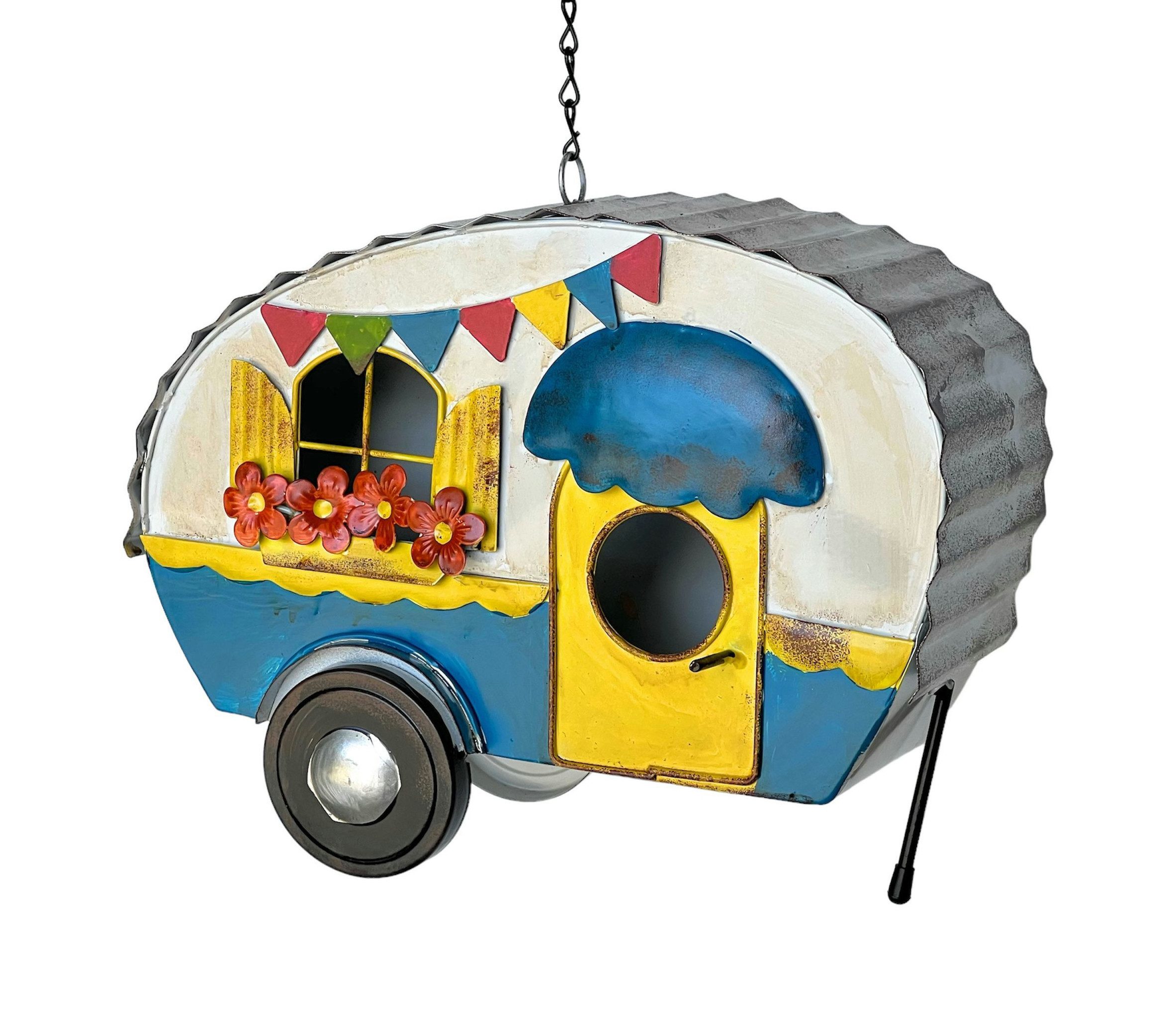DanDiBo Vogelhaus zum Aufhängen Metall Wohnwagen Wetterfest Futterstation