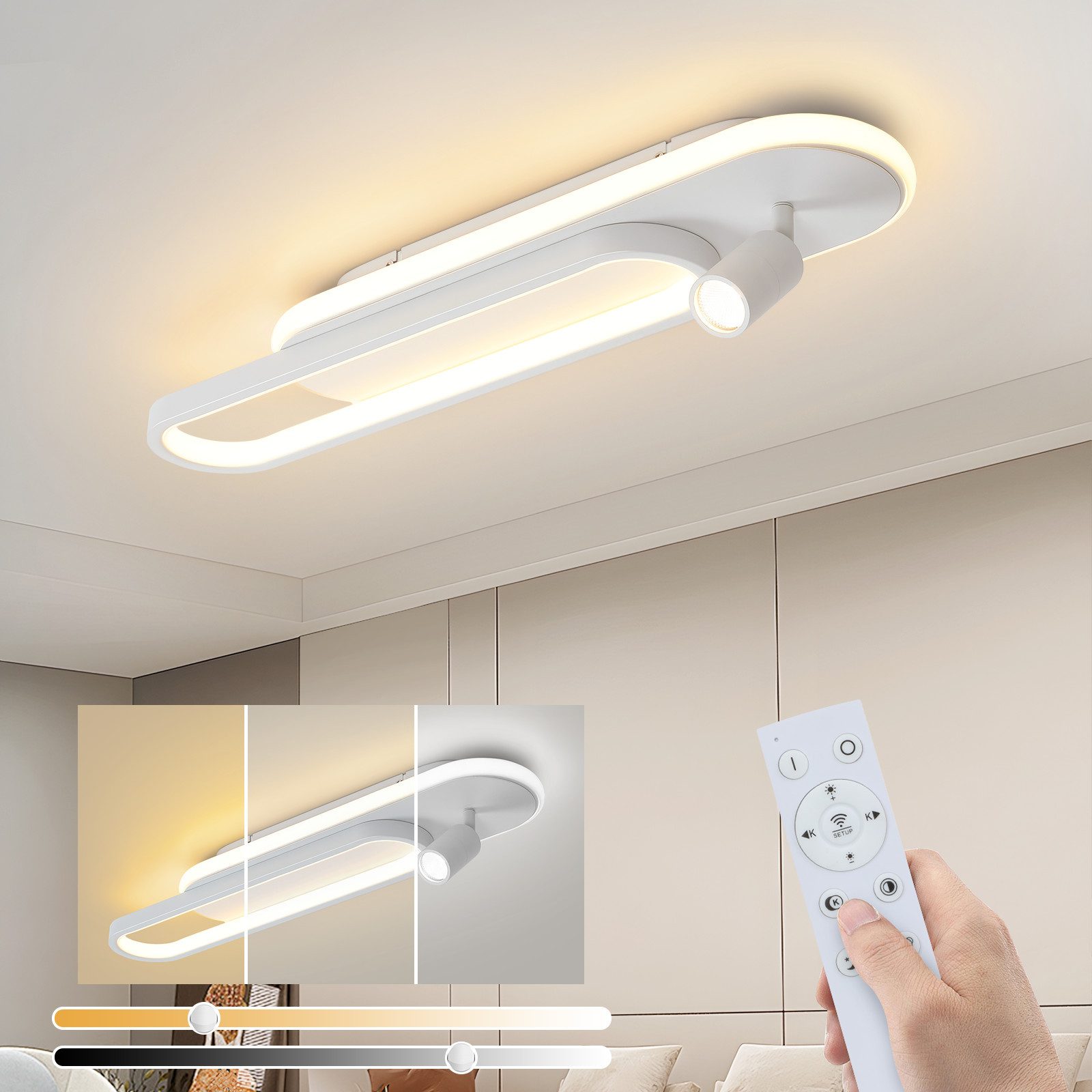 ZMH LED Deckenleuchte schwarz/weiß Modern Dimmbar günstig online kaufen