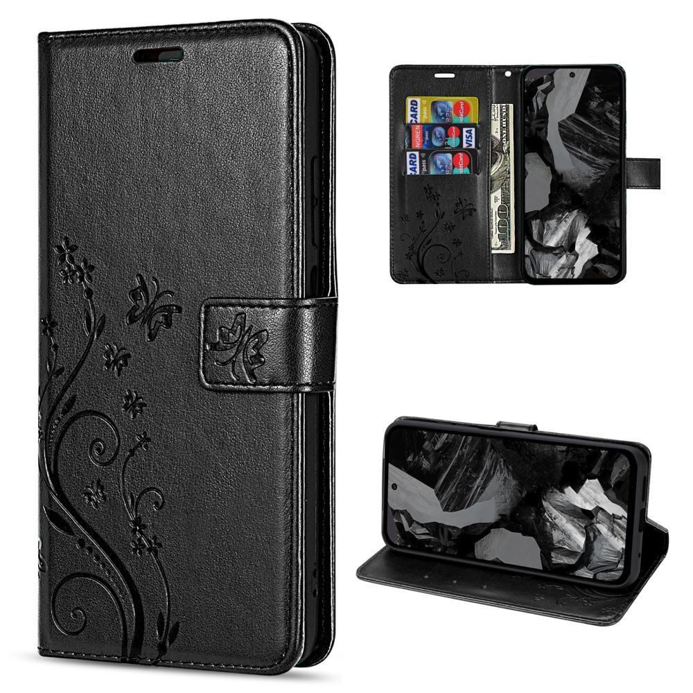 betterfon Handyhülle Handytasche für Google Pixel 8A Schutzhülle Klapphülle Schwarz, Bookstyle-Hülle: Magnetverschluss 3 Kartenfächer & Standfunktion