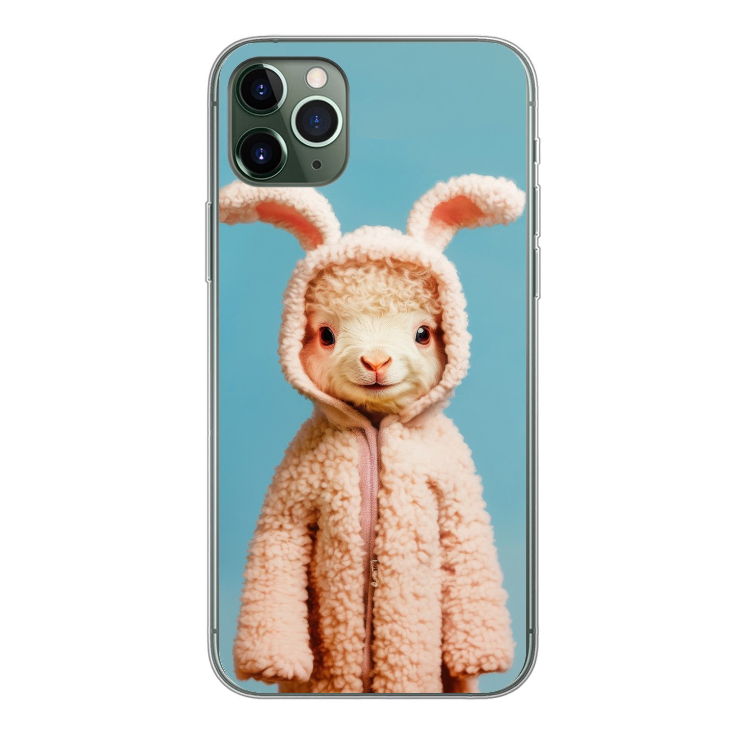 MuchoWow Handyhülle für Apple iPhone 11 Pro Max Lamm - Osterhase - Kostüm, Smartphone-Bumper, Print, Handy Schutzhülle Dünn