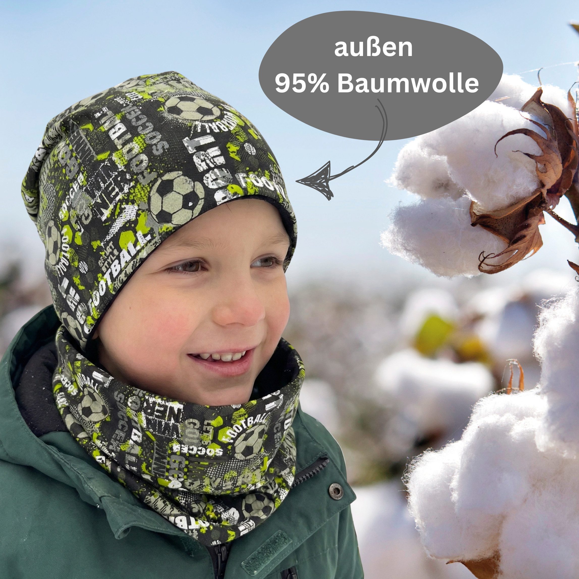 HECKBO Beanie HECKBO Kinder Mädchen Jungen Beanie Mütze & Loop-Schal Set – Bild 2 von 5