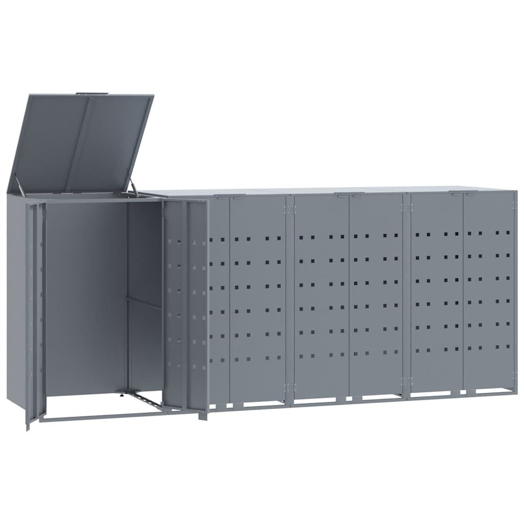 vidaXL Mülltonnenbox Mülltonnenbox für 4 Tonnen Grau 276x79x117 cm Stahl