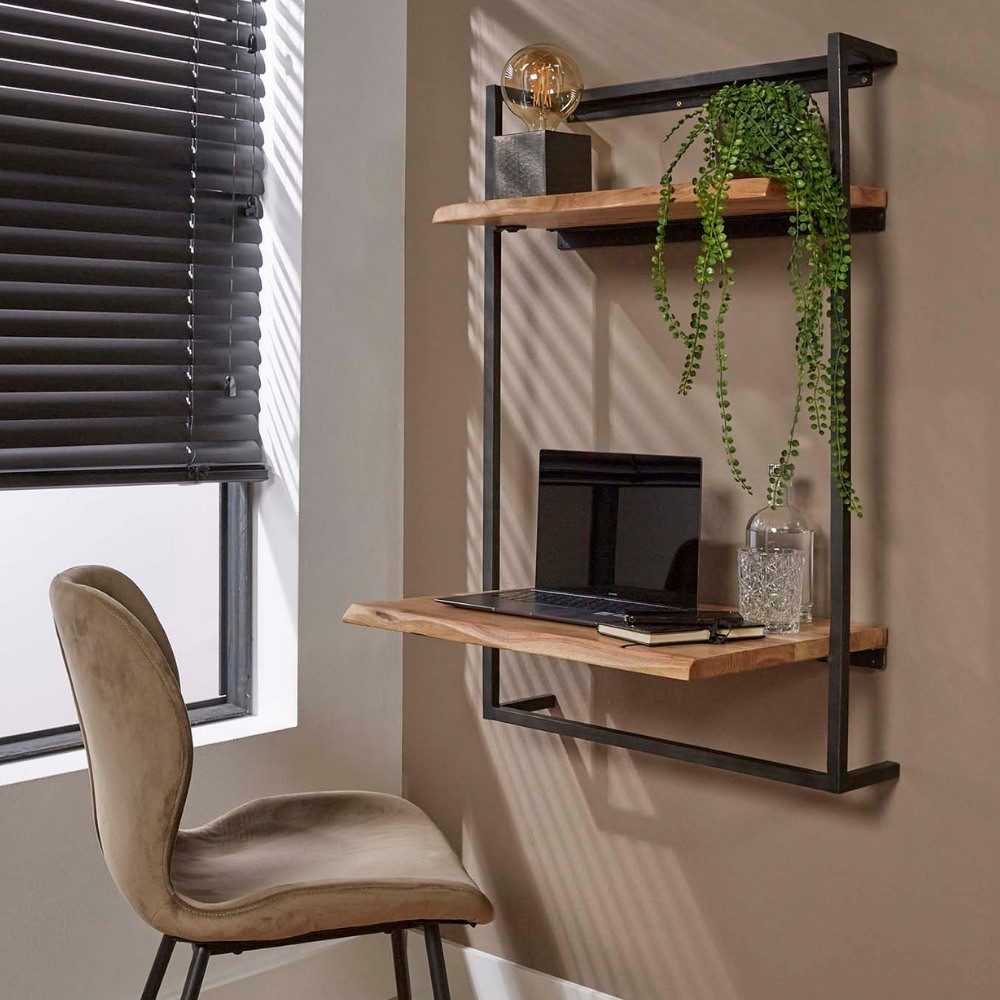 RINGO-Living Schreibtisch RINGO-Living Schreibtisch Nana in Natur und Silber aus Akazienholz