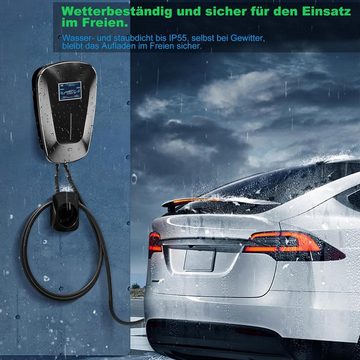 JOEAIS EV Chargers Wall Box 7KW 32A Typ 2 Ladekabel Ladestation EV Ladegerät Elektroauto-Ladegerät (5M Ladekabel Ladestationen, Home Wallboxen RFID oder APP Autorisiert, für Elektrofahrzeuge und Plug-in Hybride)