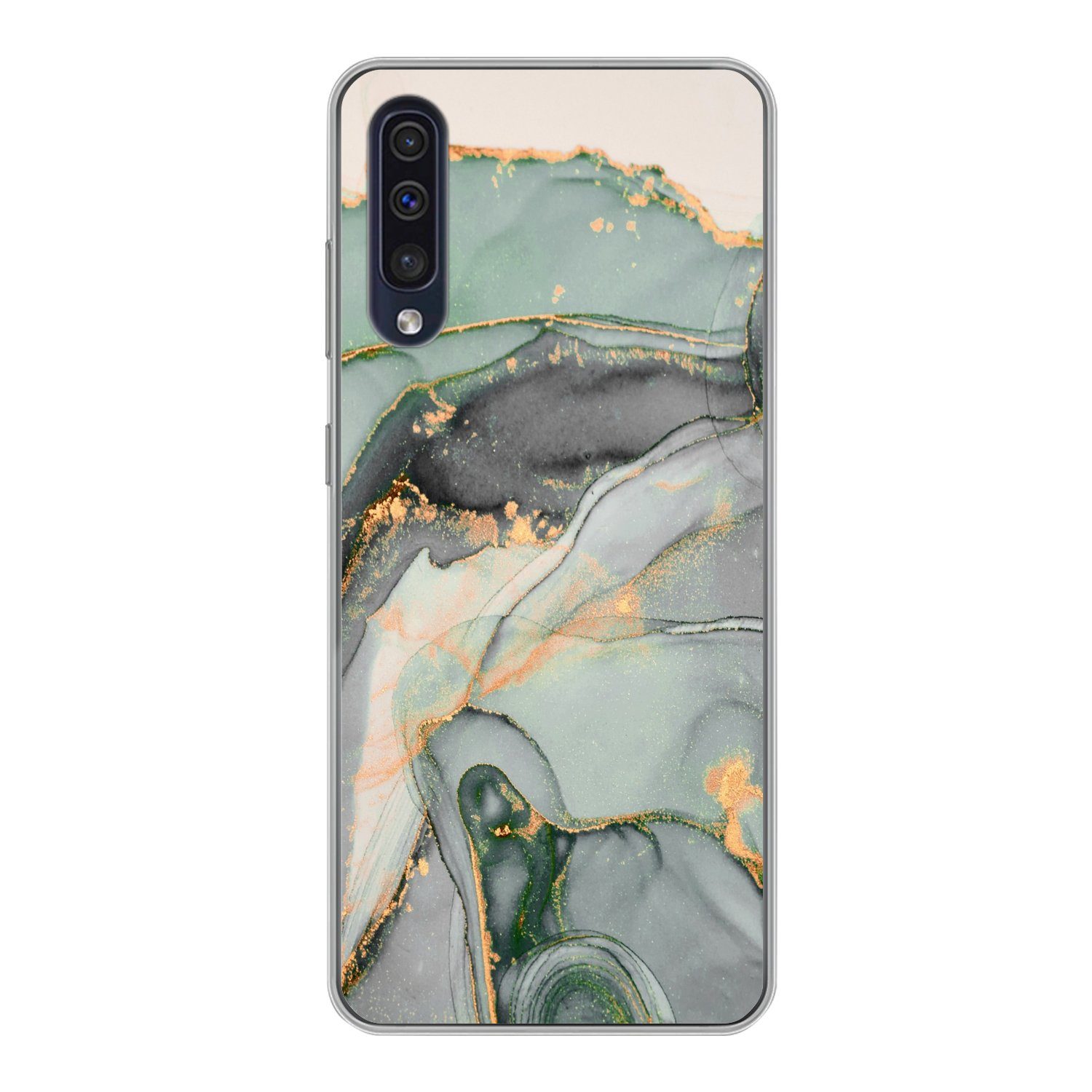 MuchoWow Handyhülle für Samsung Galaxy A30s Gold - Marmor - Grün - Luxus - Glitzer - Marmo, Smartphone-Bumper, Print, Handy Schutzhülle Dünn