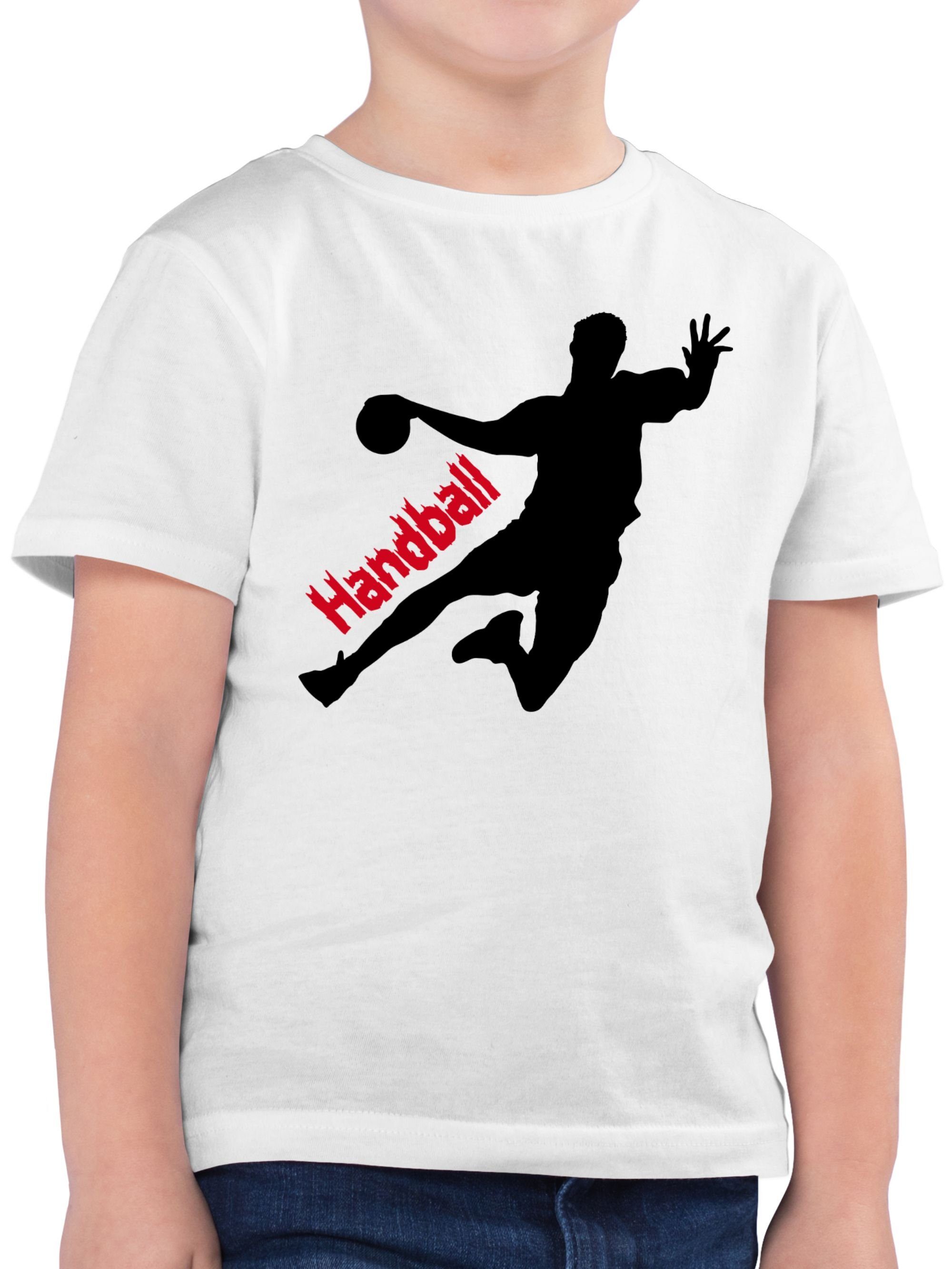 Shirtracer T-Shirt Handballer mit Schriftzug Kinder Sport Kleidung 3 Weiß