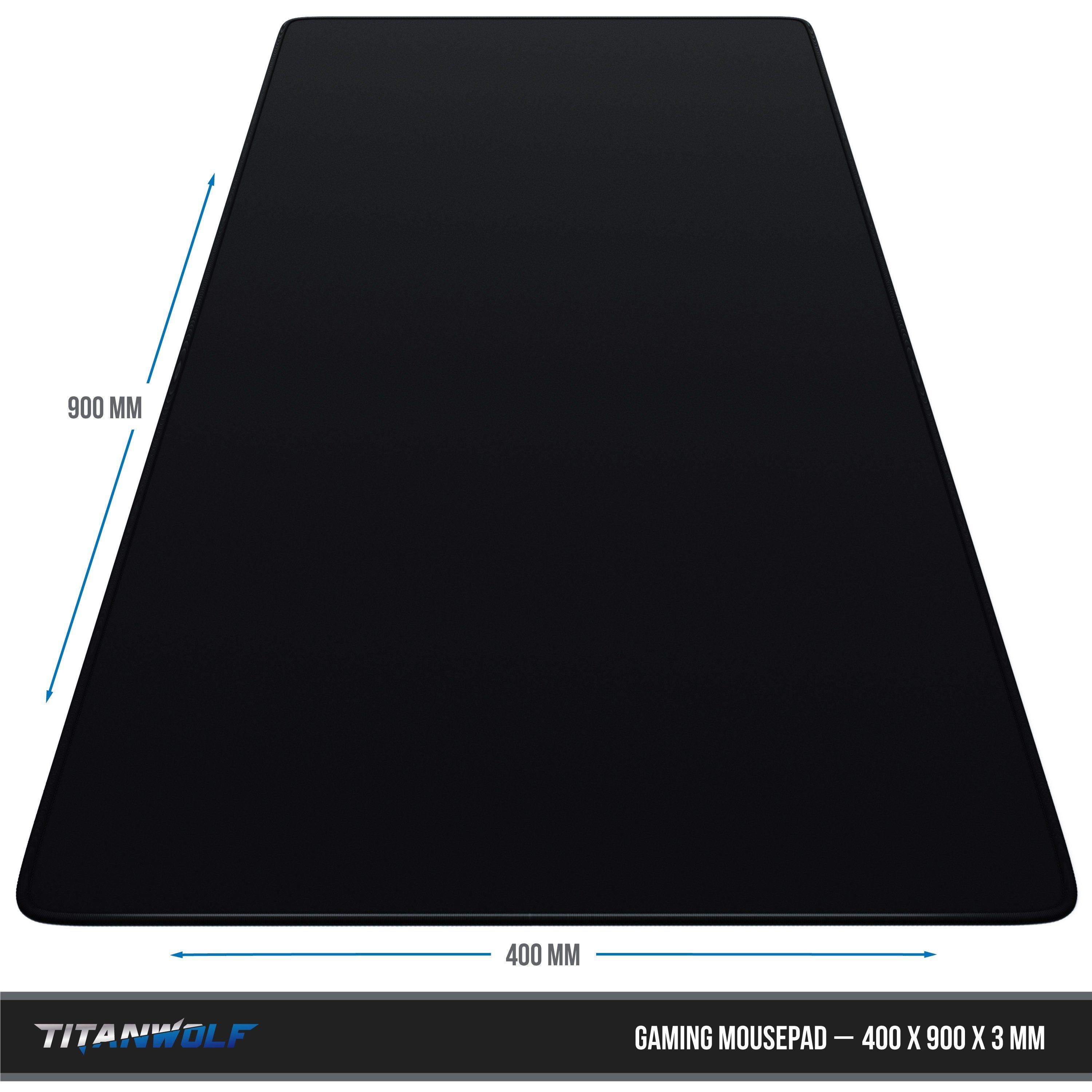 Titanwolf Gaming Mauspad XXL Speed Mousepad 900 x 400 x 3 mm, große Tischunterlage (1-St), rutschfest, abwaschbar, Geschwindigkeit & Präzision, schwarz – Bild 3 von 5