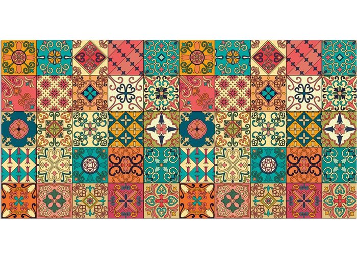 Läufer Teppichläufer Küchenläufer Retro Mosaik Marokko 60x120 cm matches21 HOME & HOBBY rechteckig Höhe: 5 mm