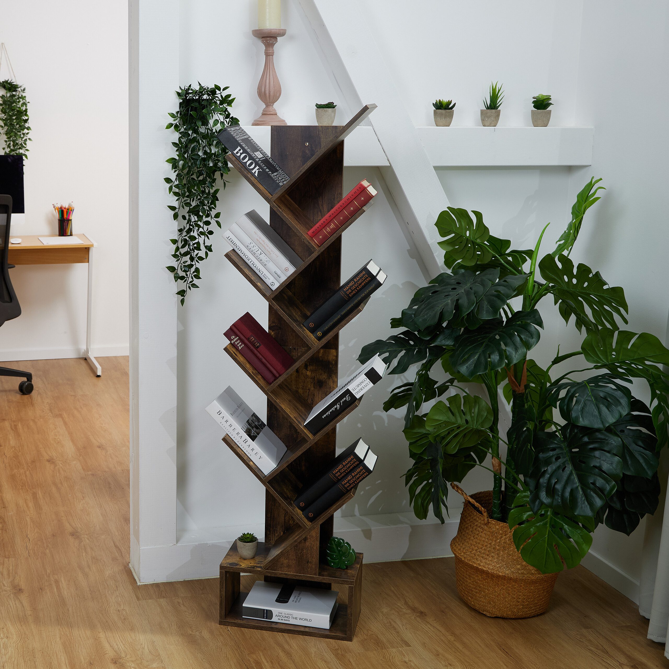 relaxdays Bücherregal in Baumform, Industrial-Schwarz günstig online kaufen