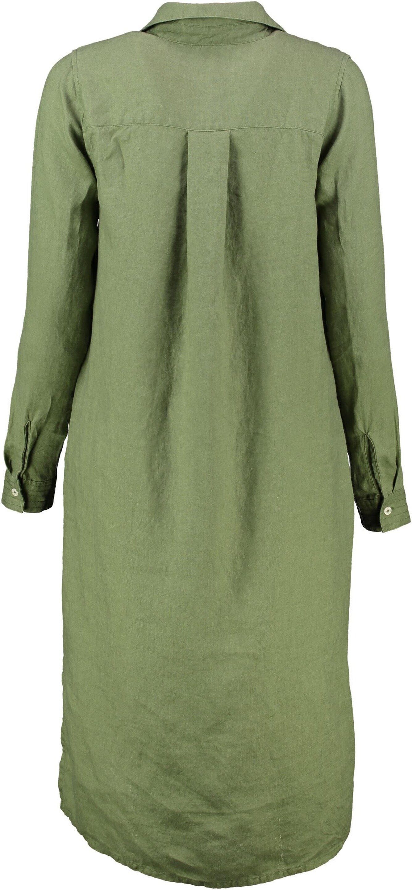 HATTON Leinen-Kleid edler FYNCH-HATTON Midikleid Natur-Qualität oliv FYNCH in langarm