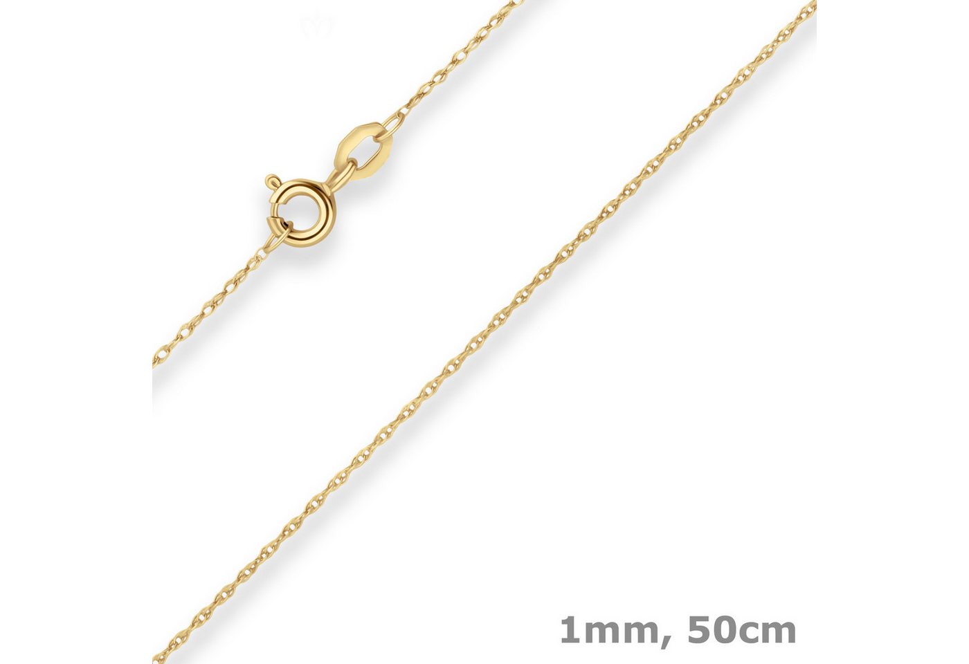Schmuck Krone Goldkette 1mm Doppelankerkette aus 333 Gelbgold 50cm, Gold 333