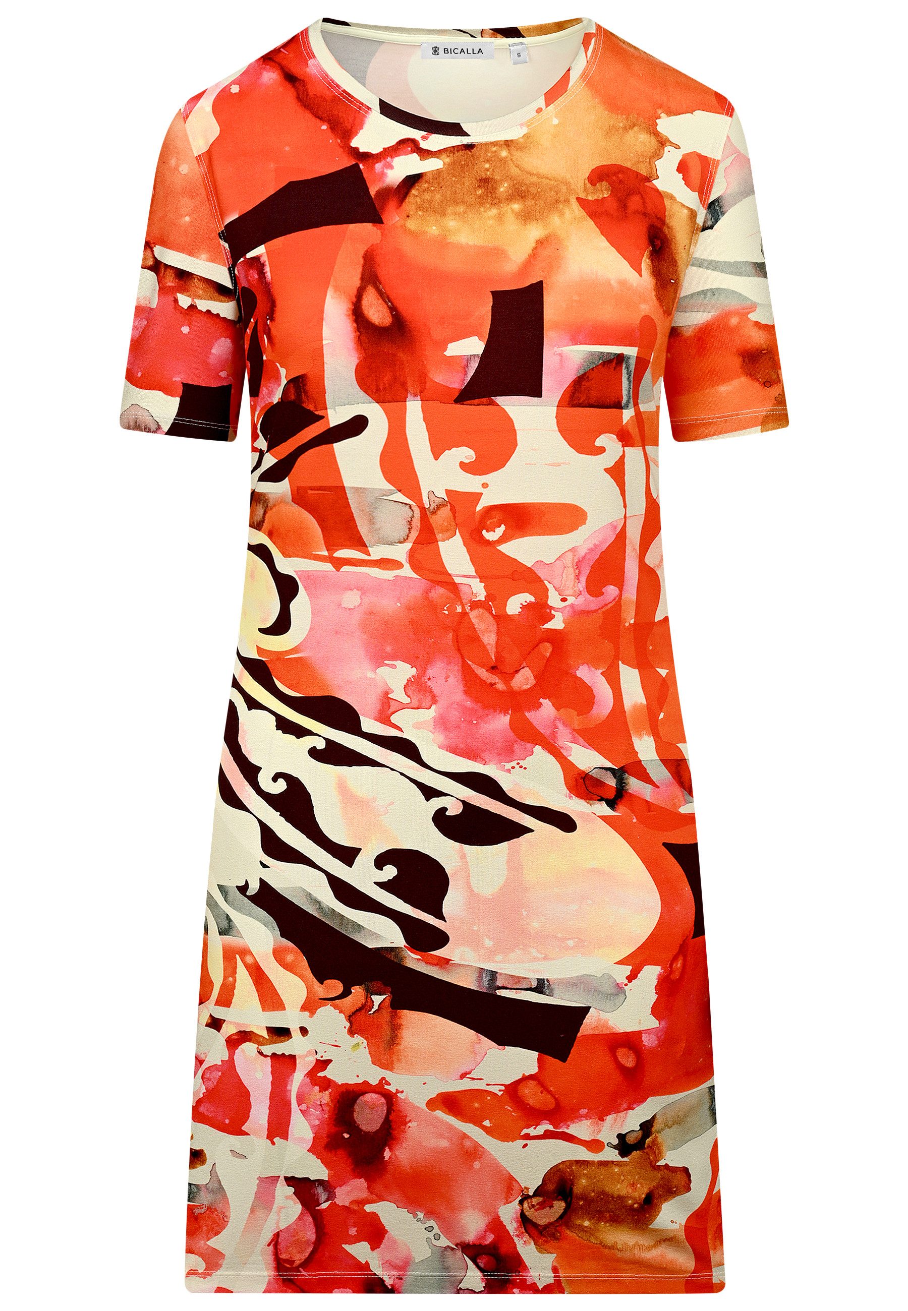 Midikleid Dress Aqua Flowers - 07/red-brown