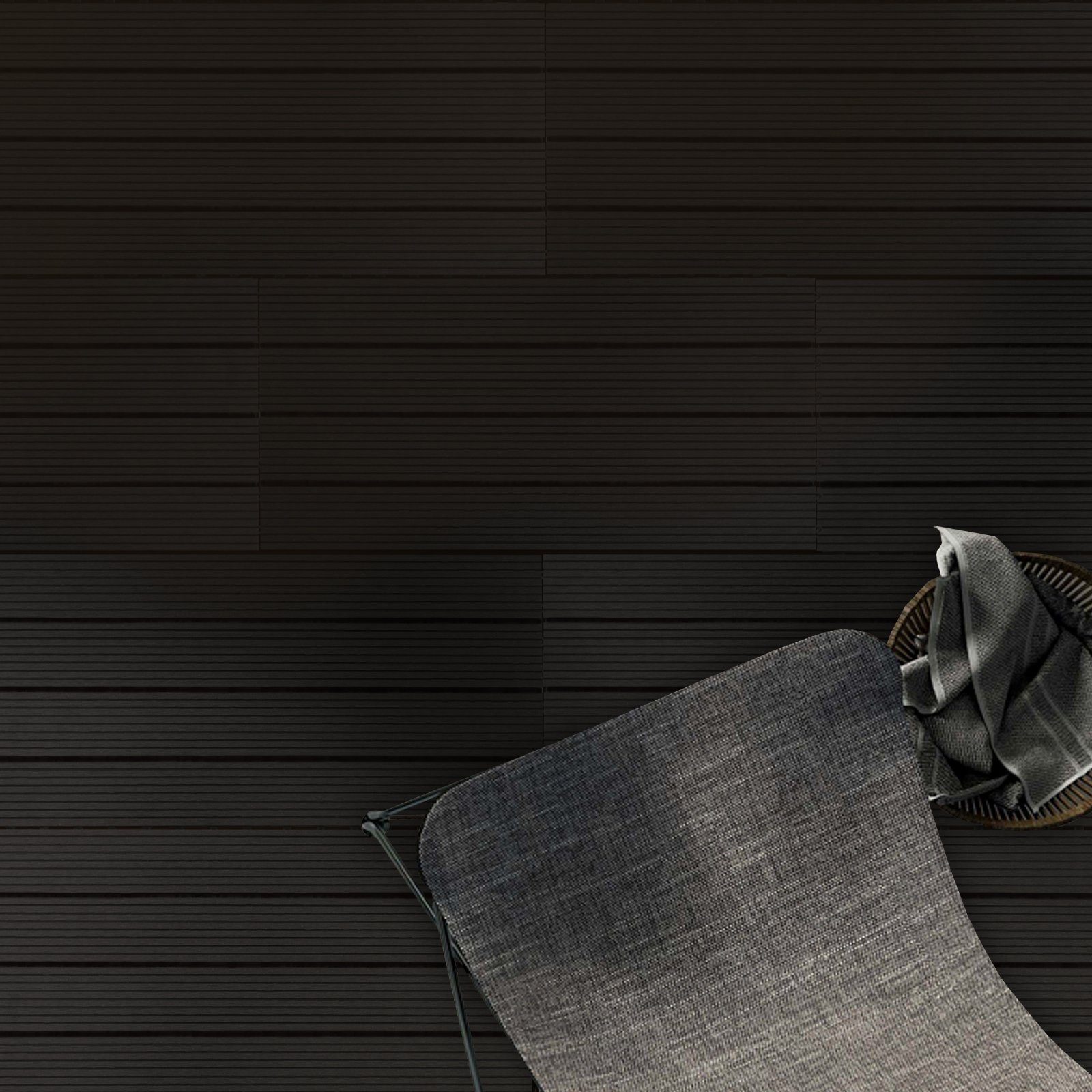 casa pura Klickfliesen WPC-Terrassendielen Royal Anthrazit, 60x30 cm, Holzdielenoptik, Diele, 1 St.