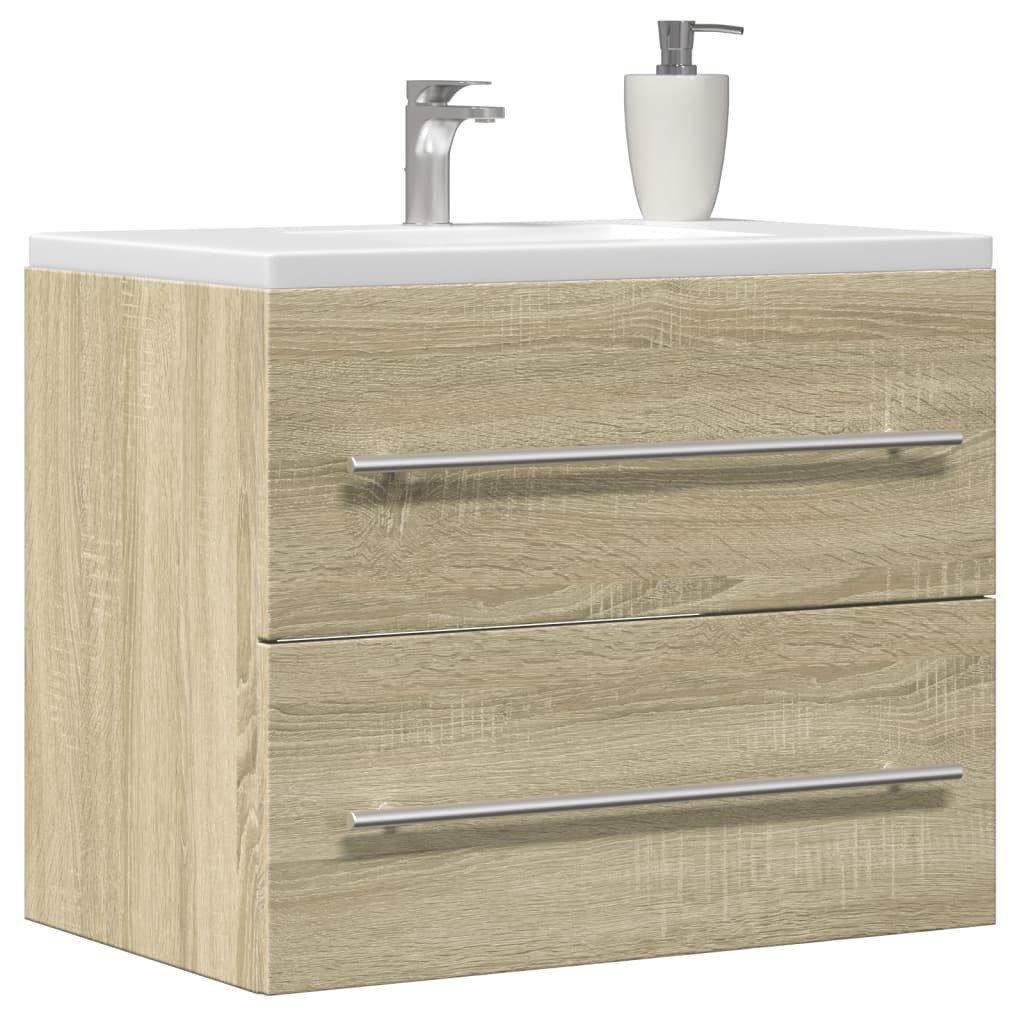 vidaXL Badmöbel-Set vidaXL Waschbeckenunterschrank Sonoma-Eiche 60x38,5x48cm Holzwerkstoff