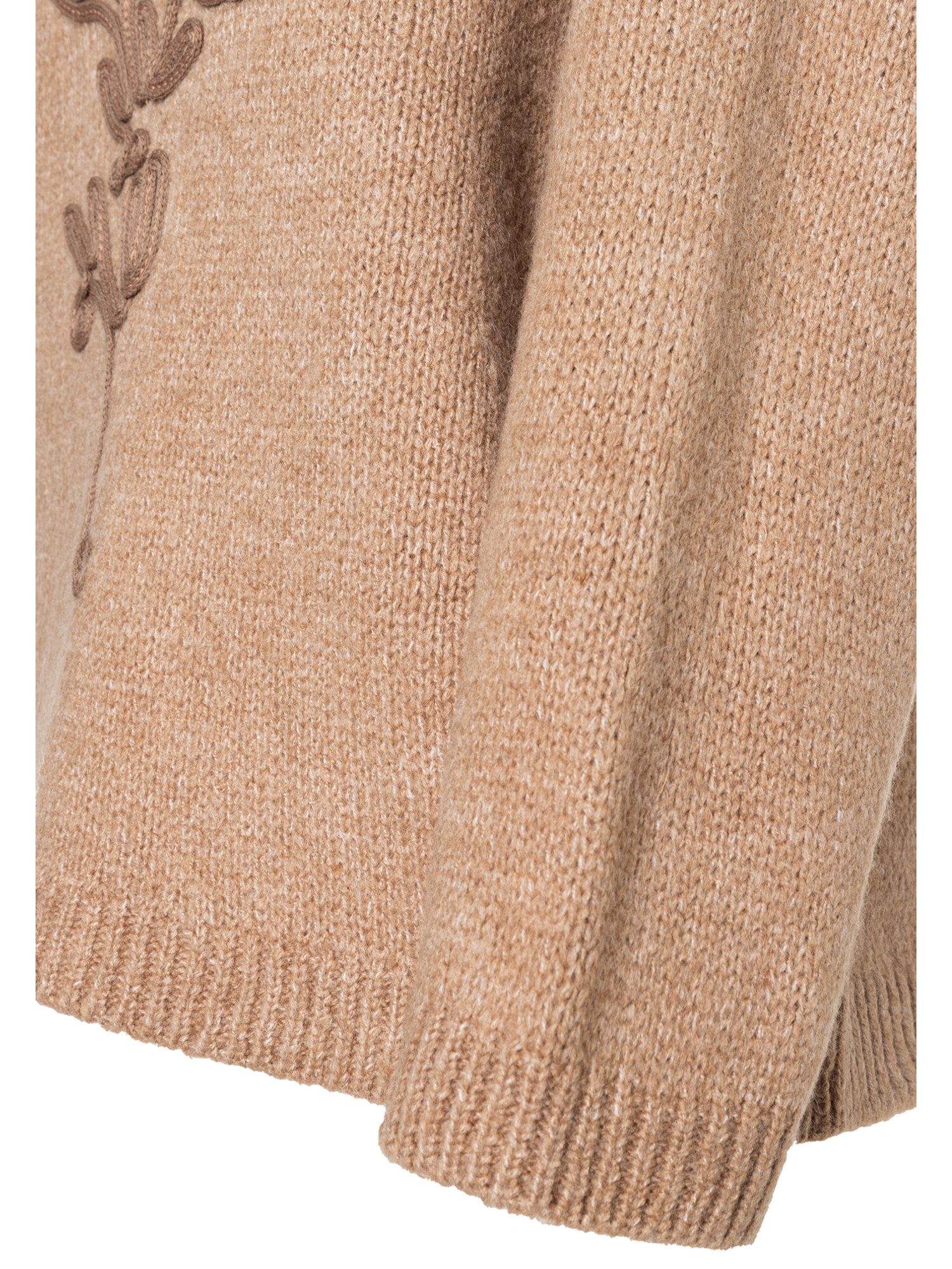 MORE&MORE Rundhalspullover kuscheliger Pullover Blumenapplikation
