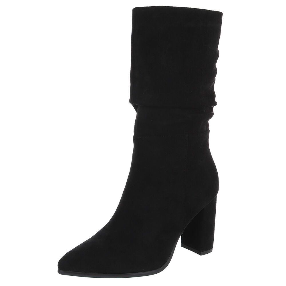 Ital-Design Elegante Damen Boots mit Blockabsatz für Freizeit und Events High-Heel-Stiefel (90851780) Blockabsatz Stiefel in Schwarz