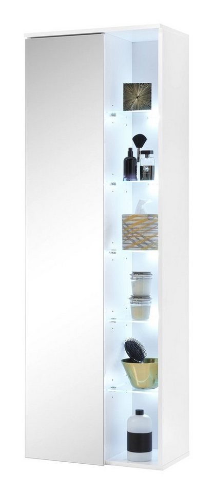 Hochschrank BEST, Weiß Hochglanz, Breite 55 cm, inkl. LED-Beleuchtung,  Badmöbel