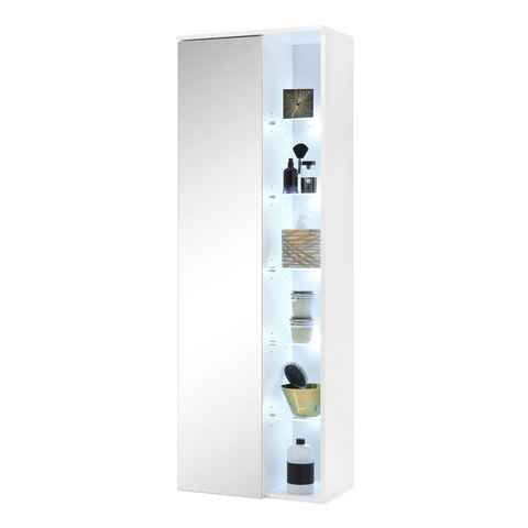 Hochschrank BEST, Weiß Hochglanz, Breite 55 cm, inkl. LED-Beleuchtung, Badmöbel