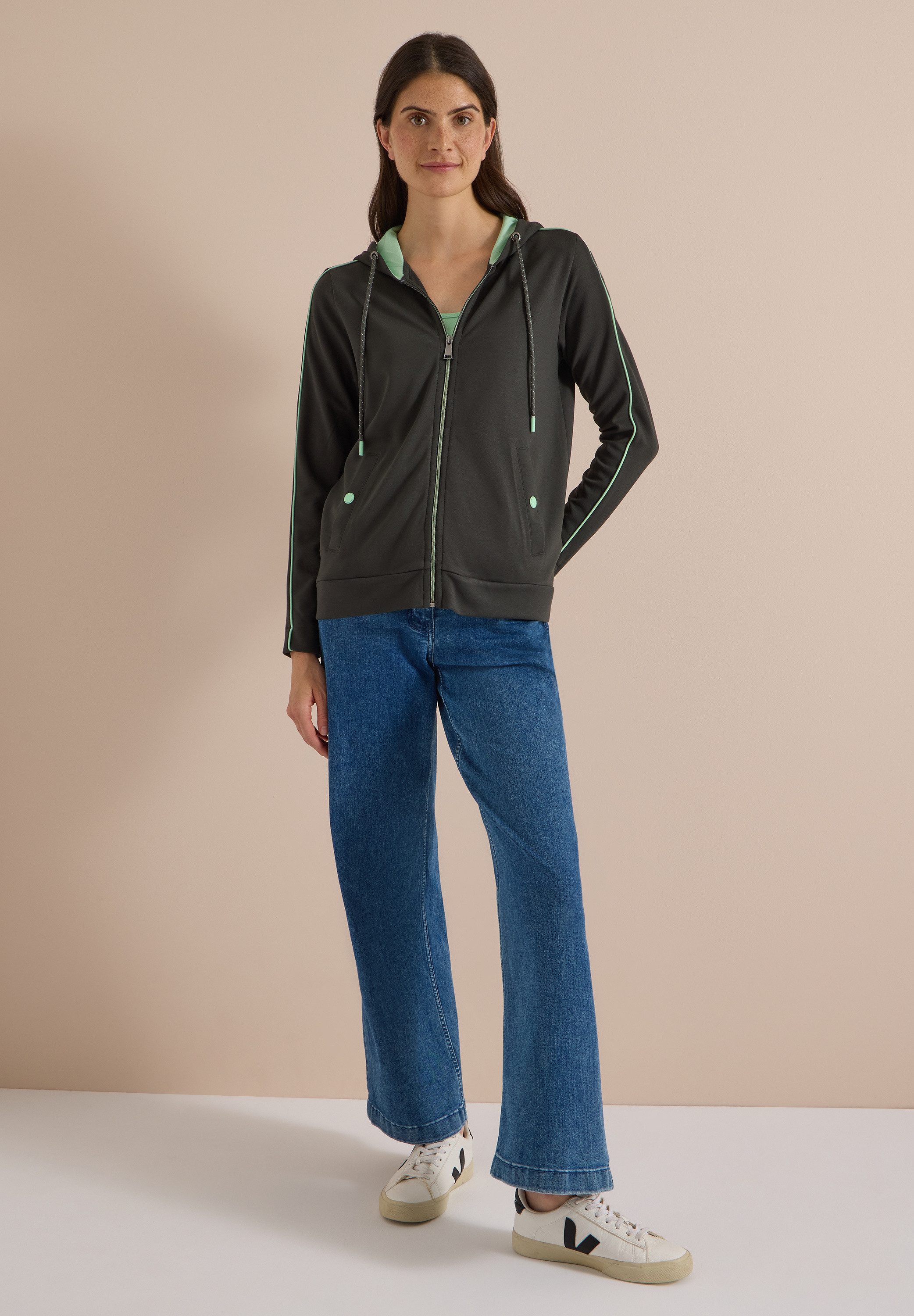 CECIL Cardigan mit Kapuze mit Tunnelzugband