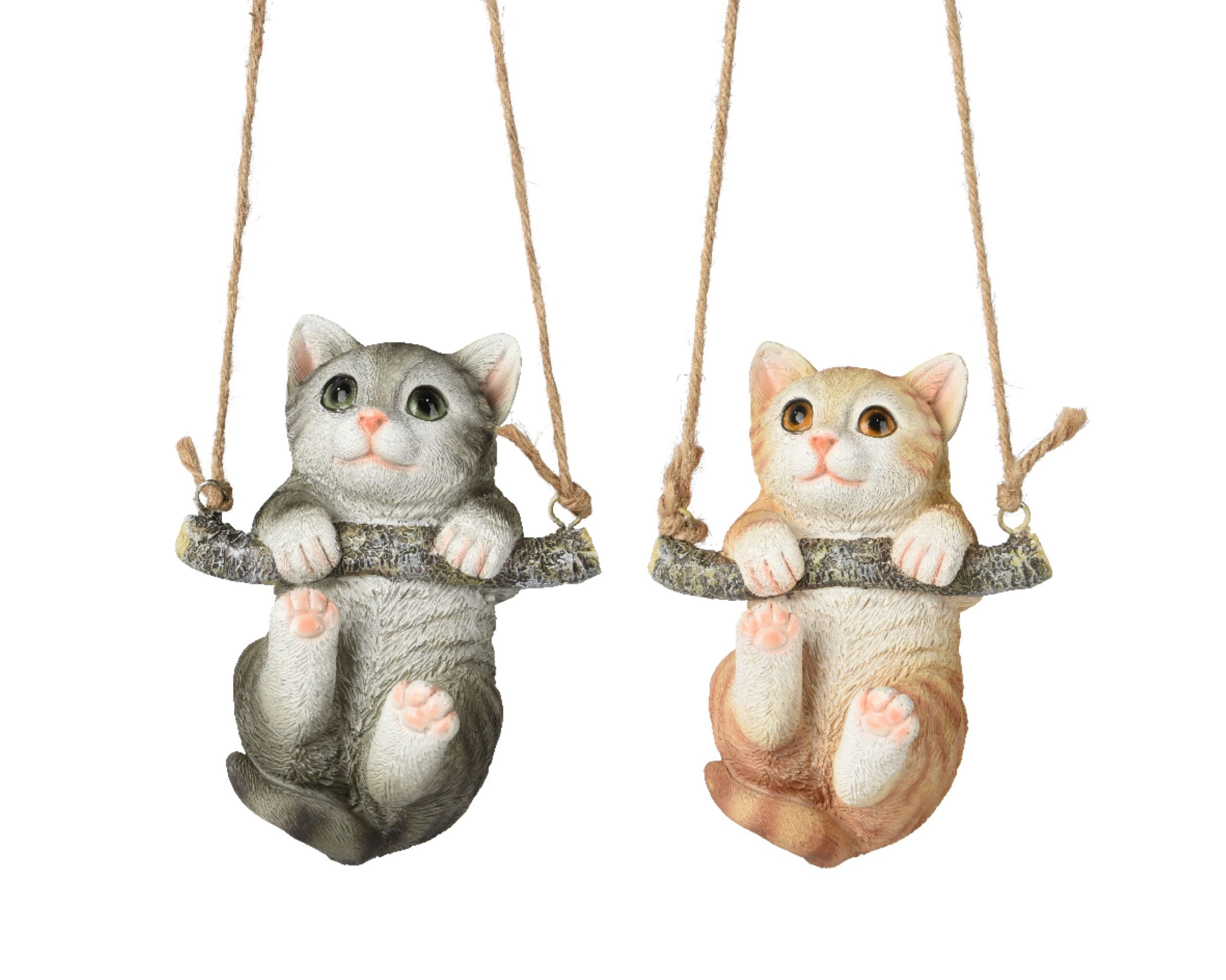 Decoris season decorations Dekofigur, Dekofigur Kätzchen mit Schaukel 15cm Keramik 1 Stück sortiert
