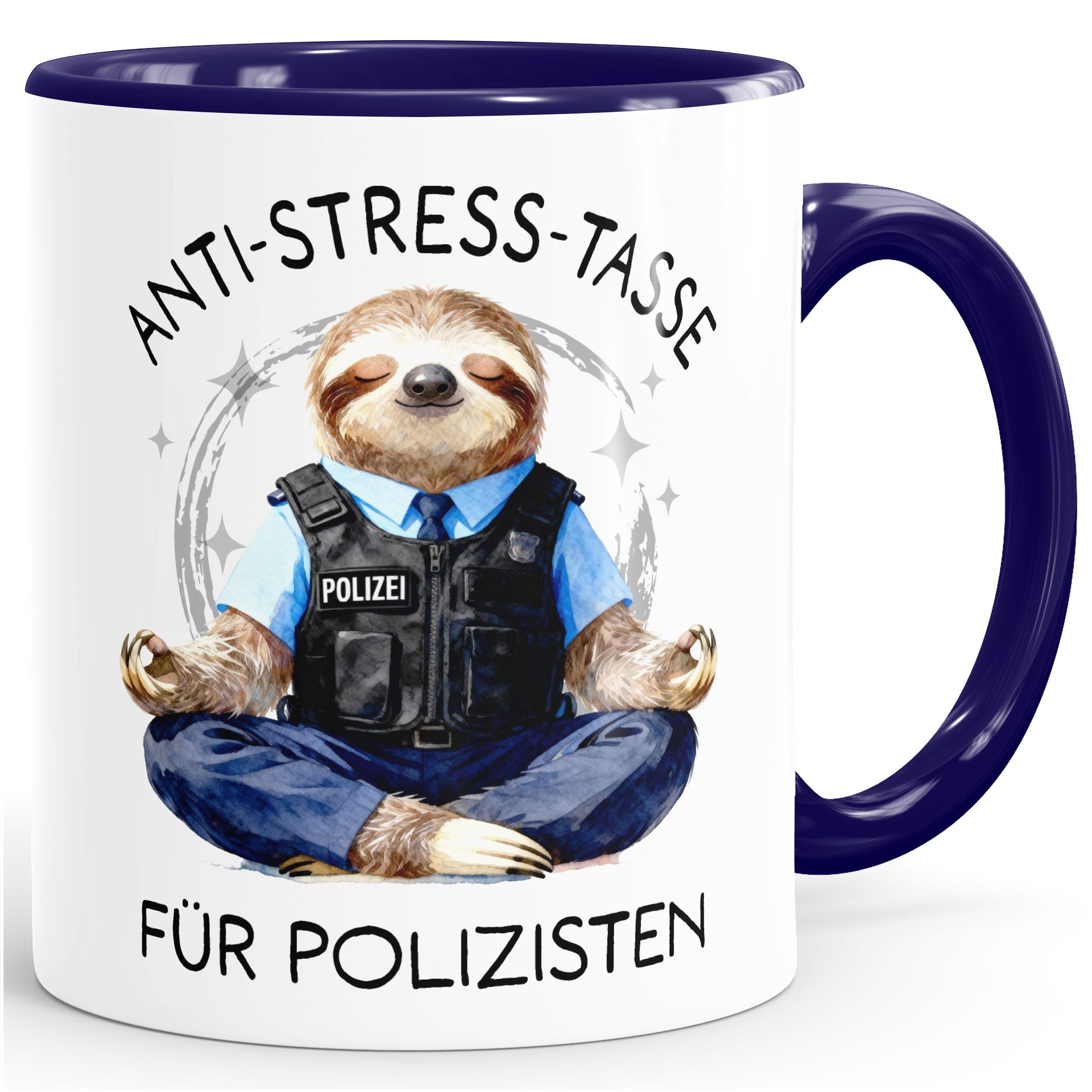 SpecialMe Tasse Kaffee-Tasse Faultier Design Geschenkidee Polizisten Anti Stress, Keramik