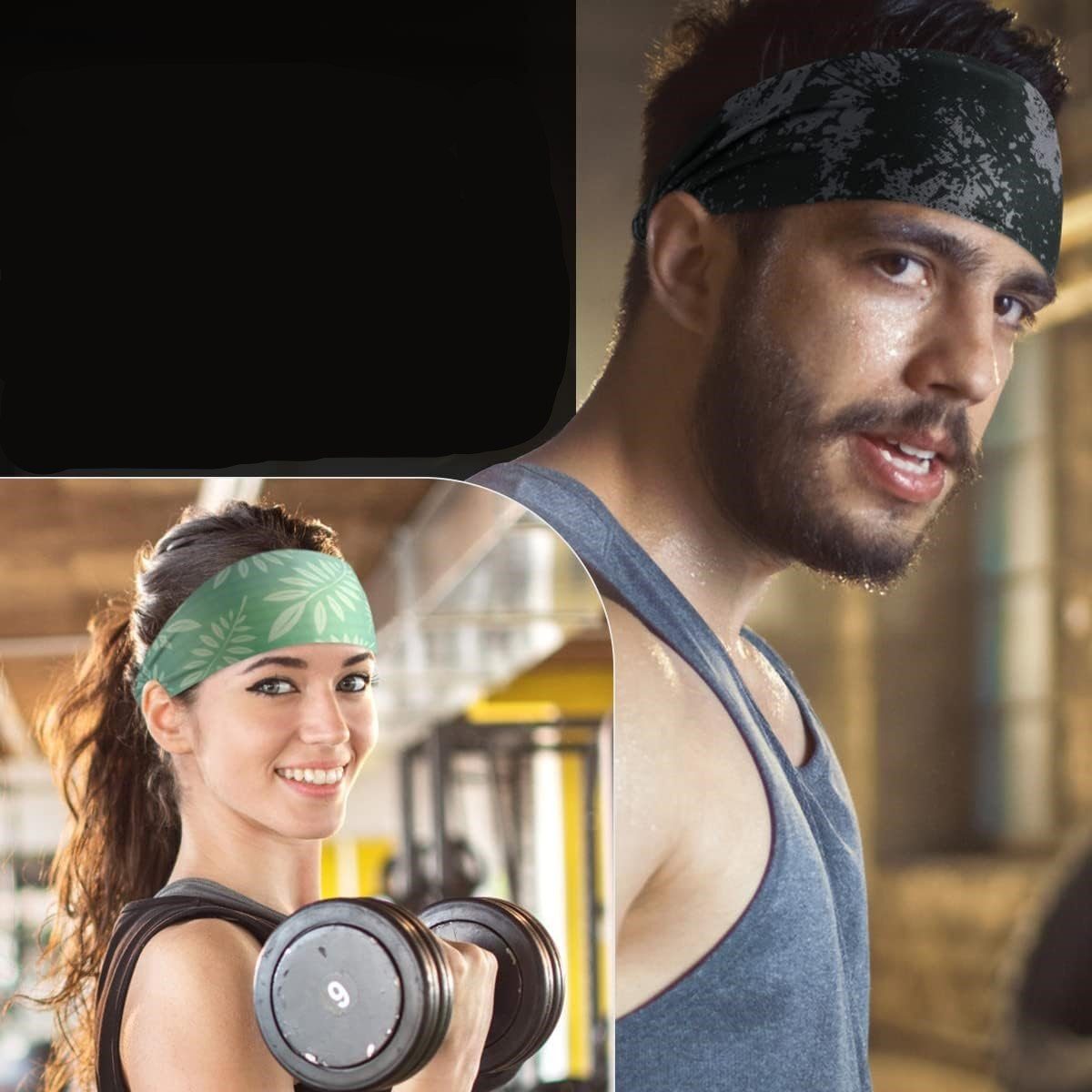 headbands 5-pack, Sport Haarband 5-tlg. fitness, reversible, in moisture-wicking, WaKuKa