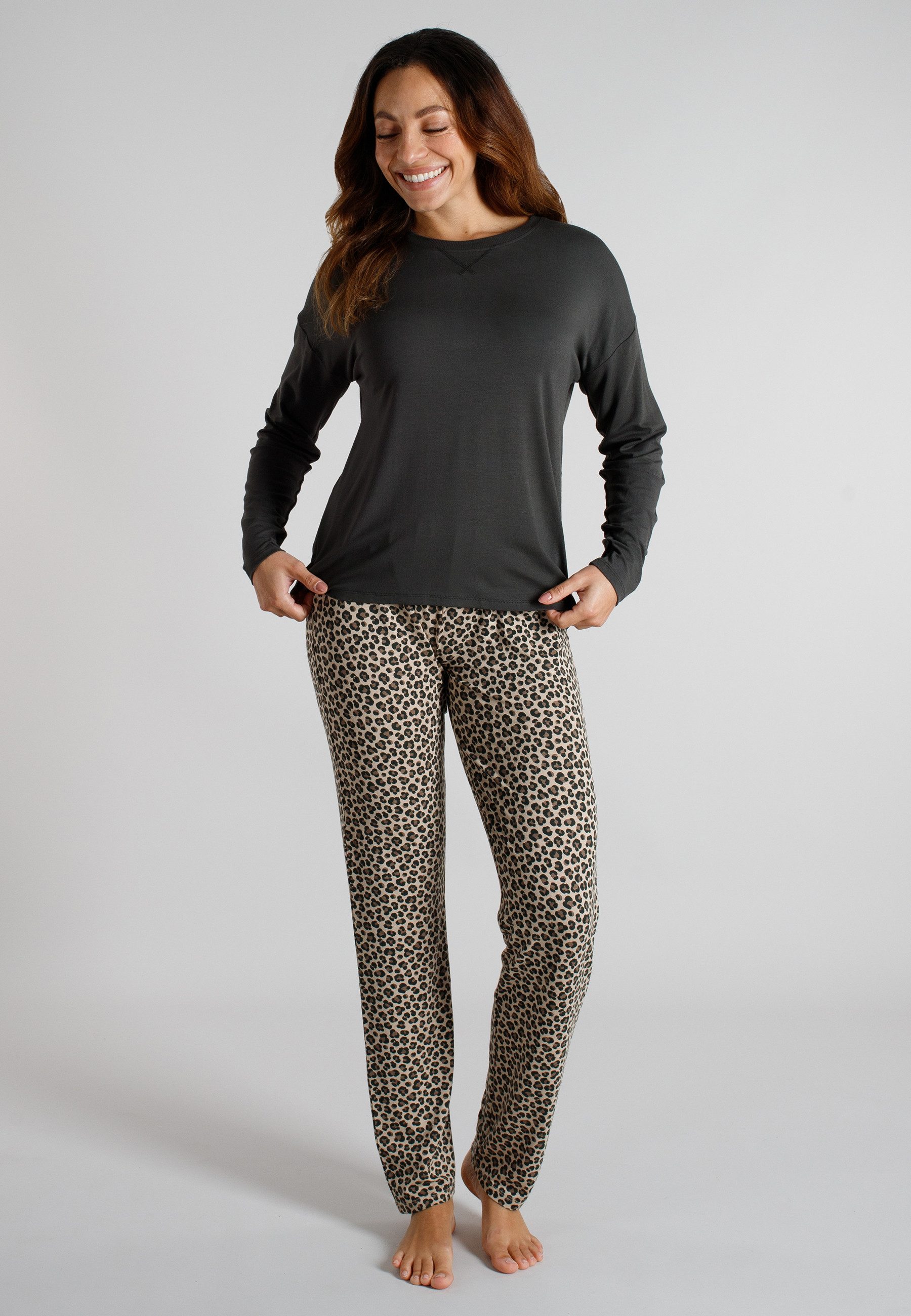 TOM TAILOR Pyjama TOM TAILOR Damen Pyjama grau bedruckt (1 tlg)